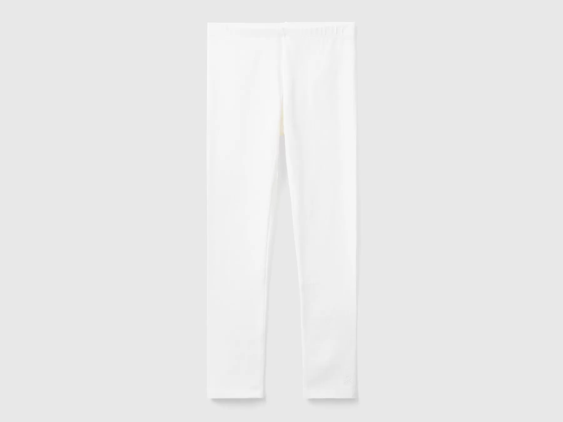 Benetton Leggings In Cotone Stretch Con Logo Bianco Outlet