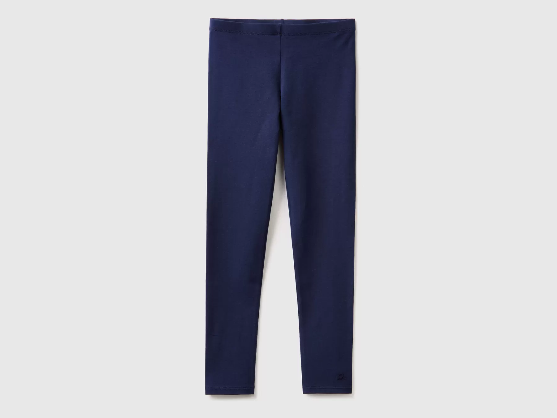 Benetton Leggings In Cotone Stretch Con Logo Blu Scuro Sale