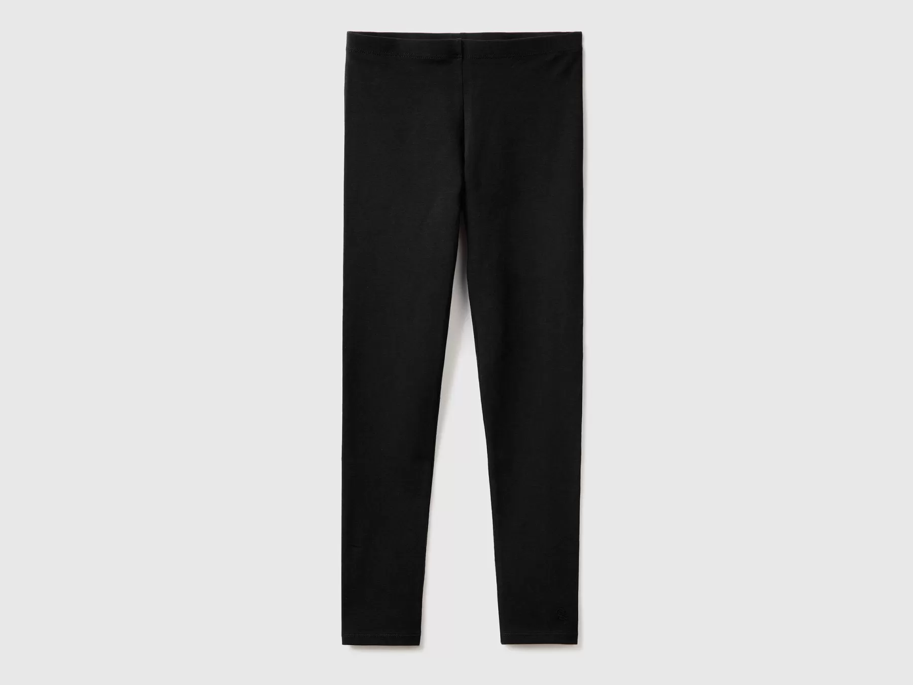 Benetton Leggings In Cotone Stretch Con Logo Nero Best