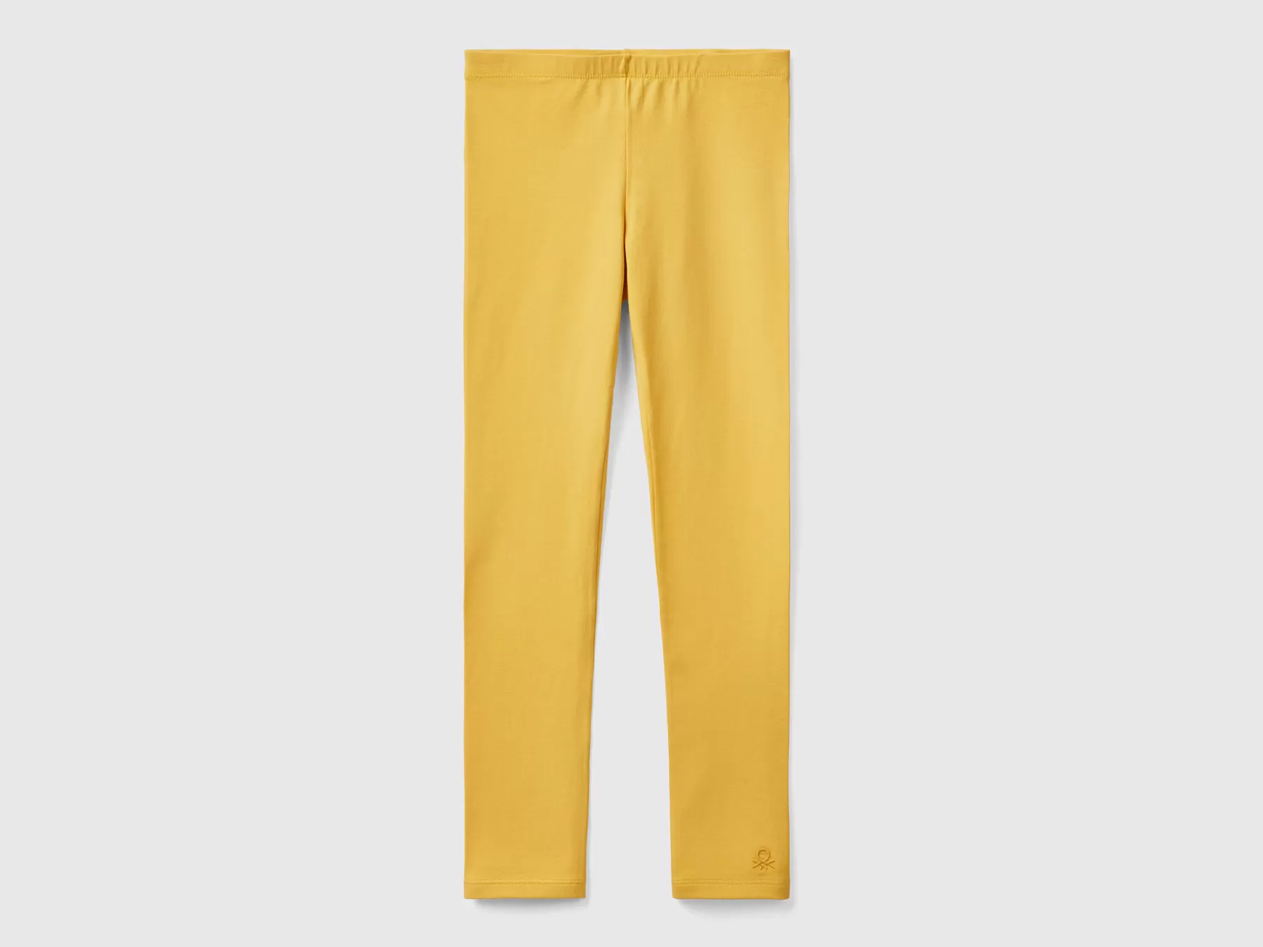 Benetton Leggings In Cotone Stretch Con Logo Giallo Cheap