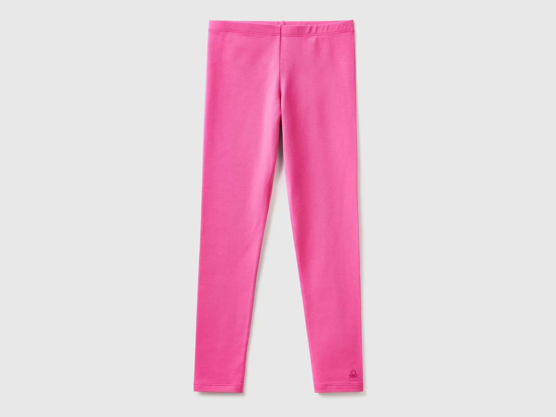 Benetton Leggings In Cotone Stretch Con Logo Fucsia Cheap