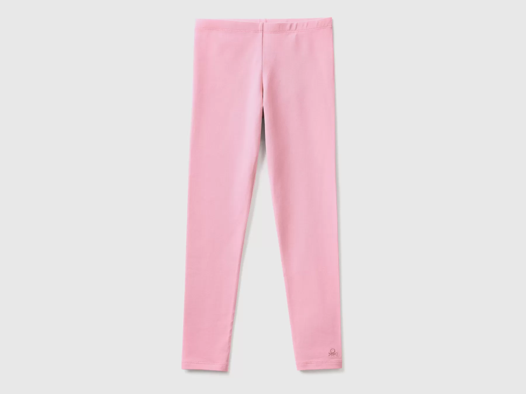 Benetton Leggings In Cotone Stretch Con Logo Rosa Cheap