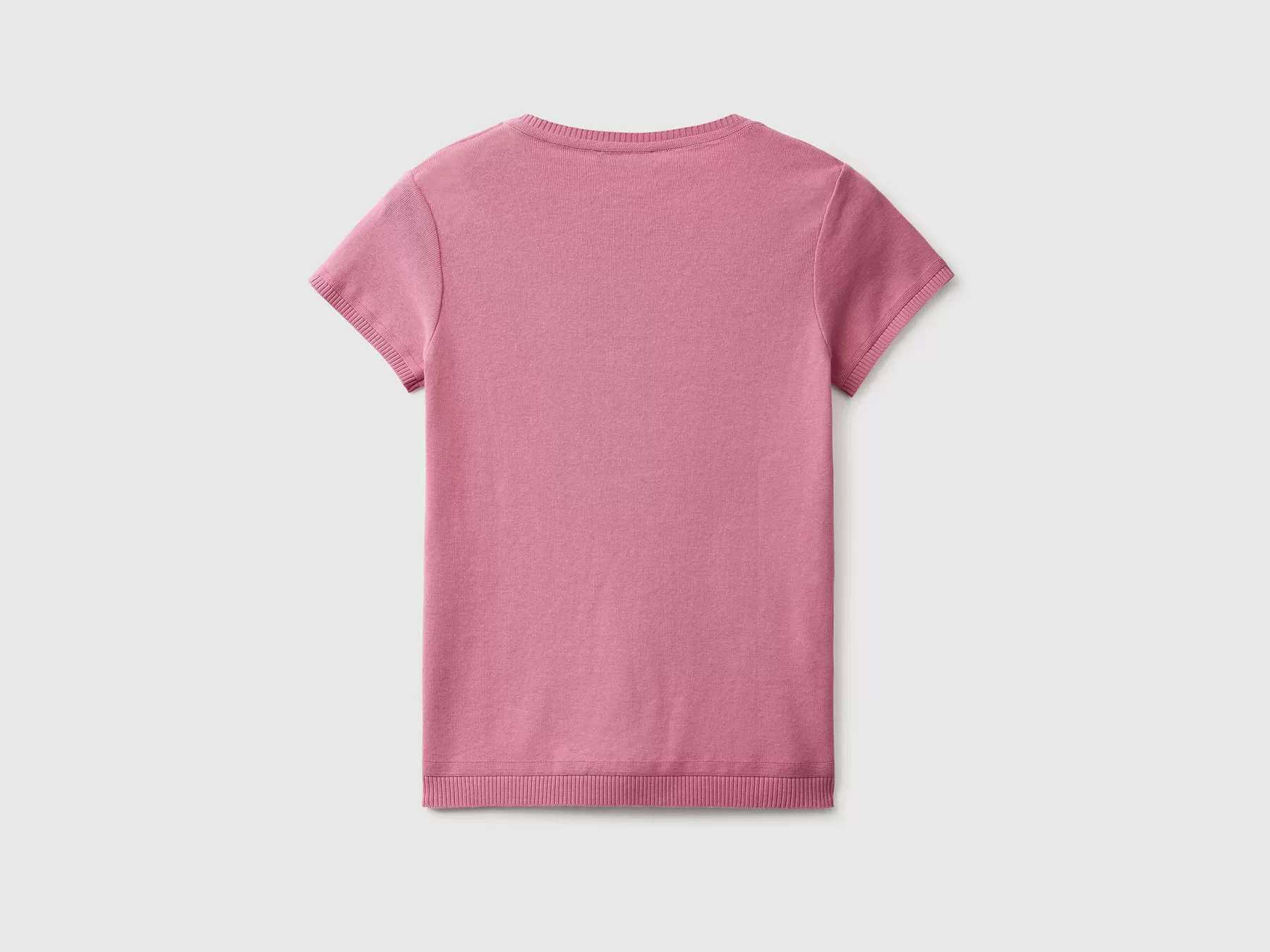 Benetton Maglia A Manica Corta In 100% Cotone Rosa Cheap