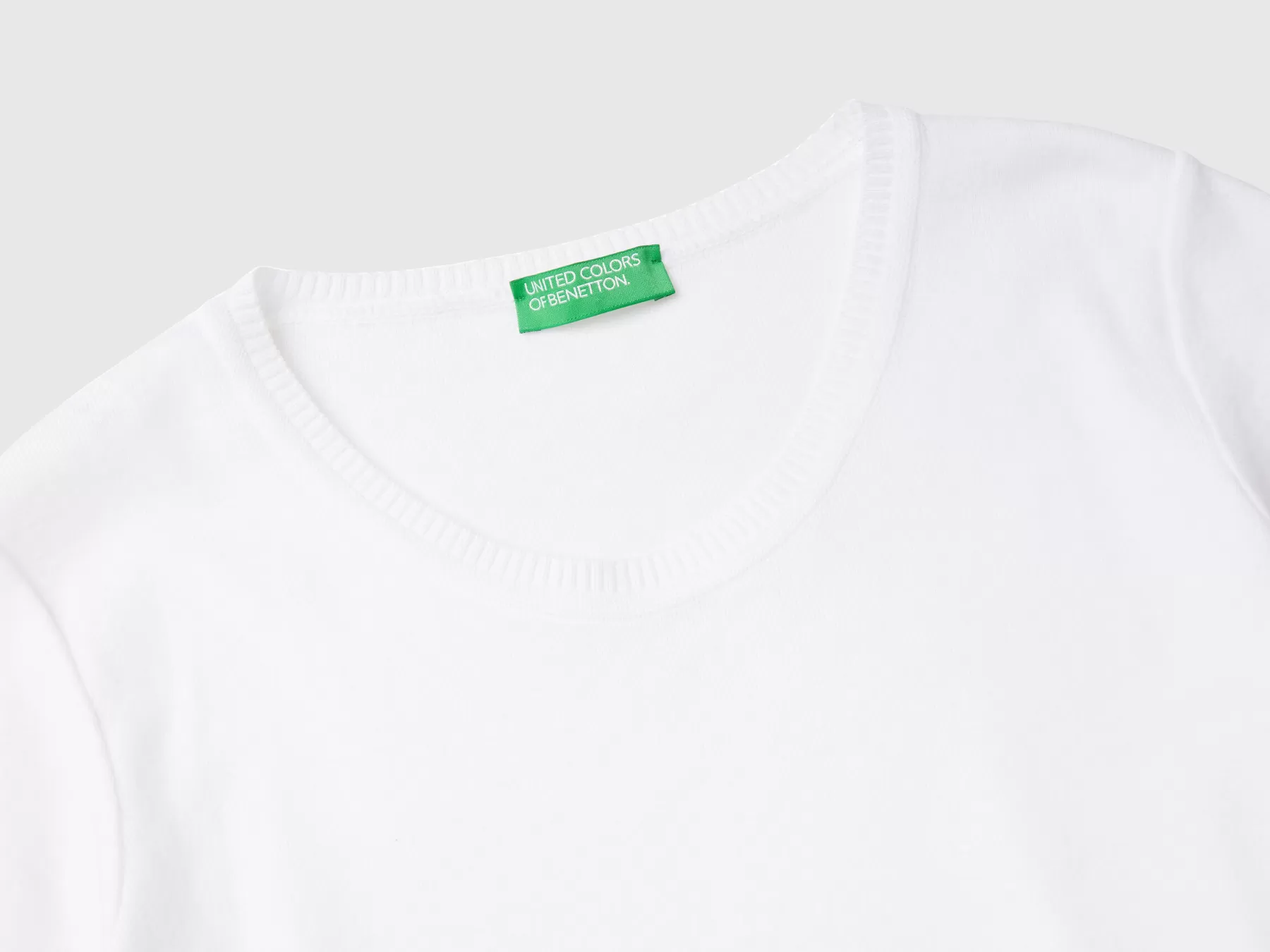 Benetton Maglia A Manica Corta In 100% Cotone Bianco Online