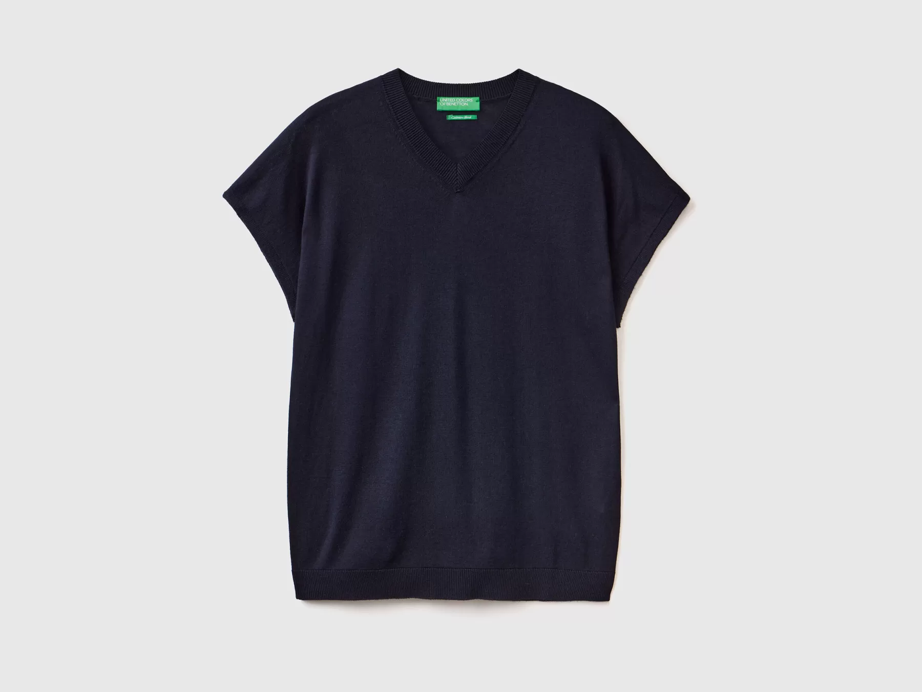 Benetton Maglia A Manica Corta In Misto Viscosa Blu Scuro Cheap