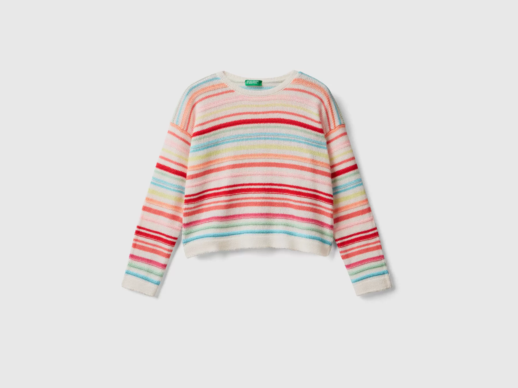 Benetton Maglia A Righe In Misto Cotone Multi-Color New