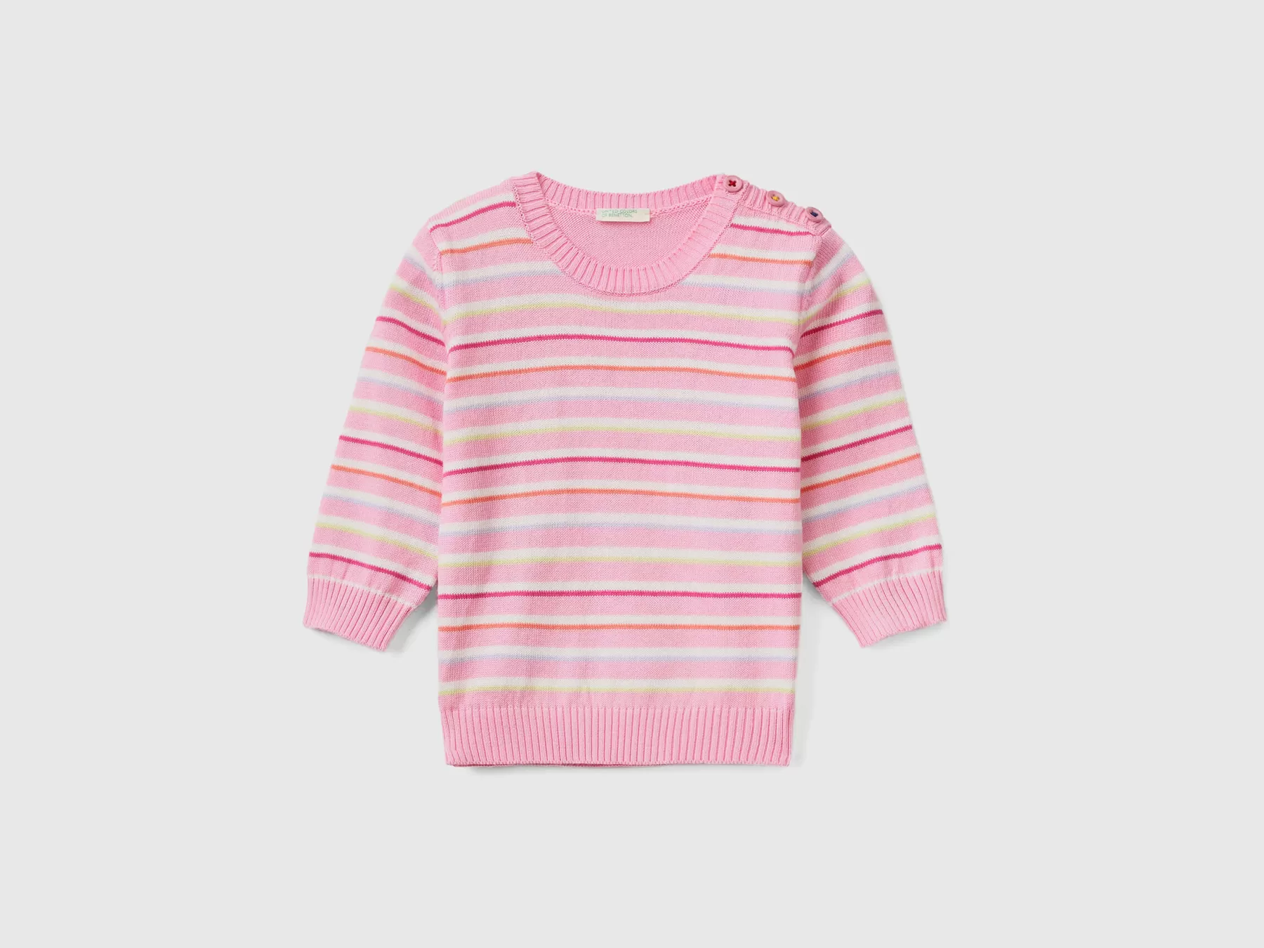 Benetton Maglia A Righe In Puro Cotone Rosa Best Sale