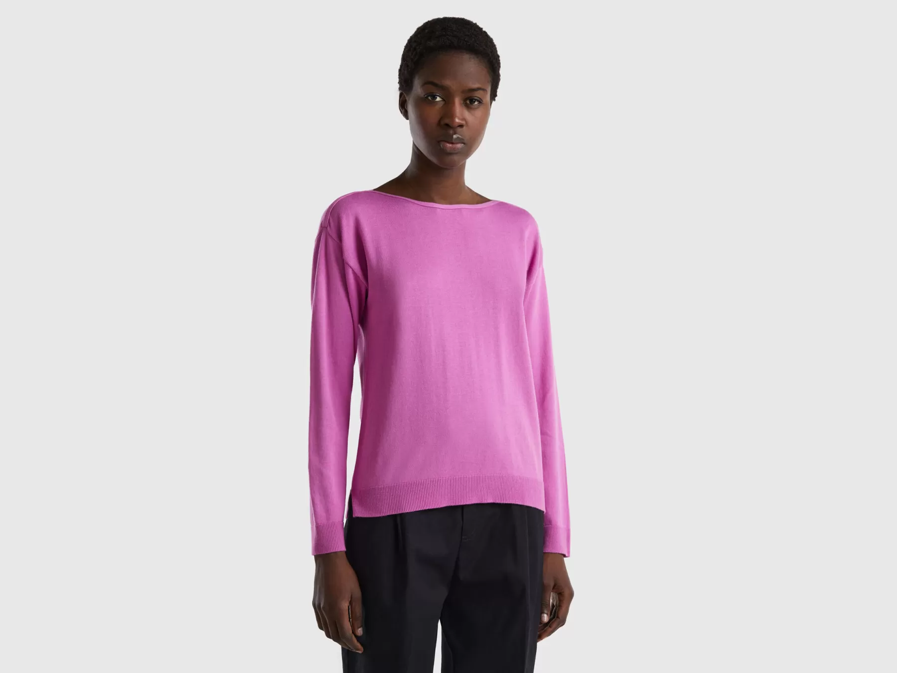 Benetton Maglia Con Scollo A Barchetta Rosa Online