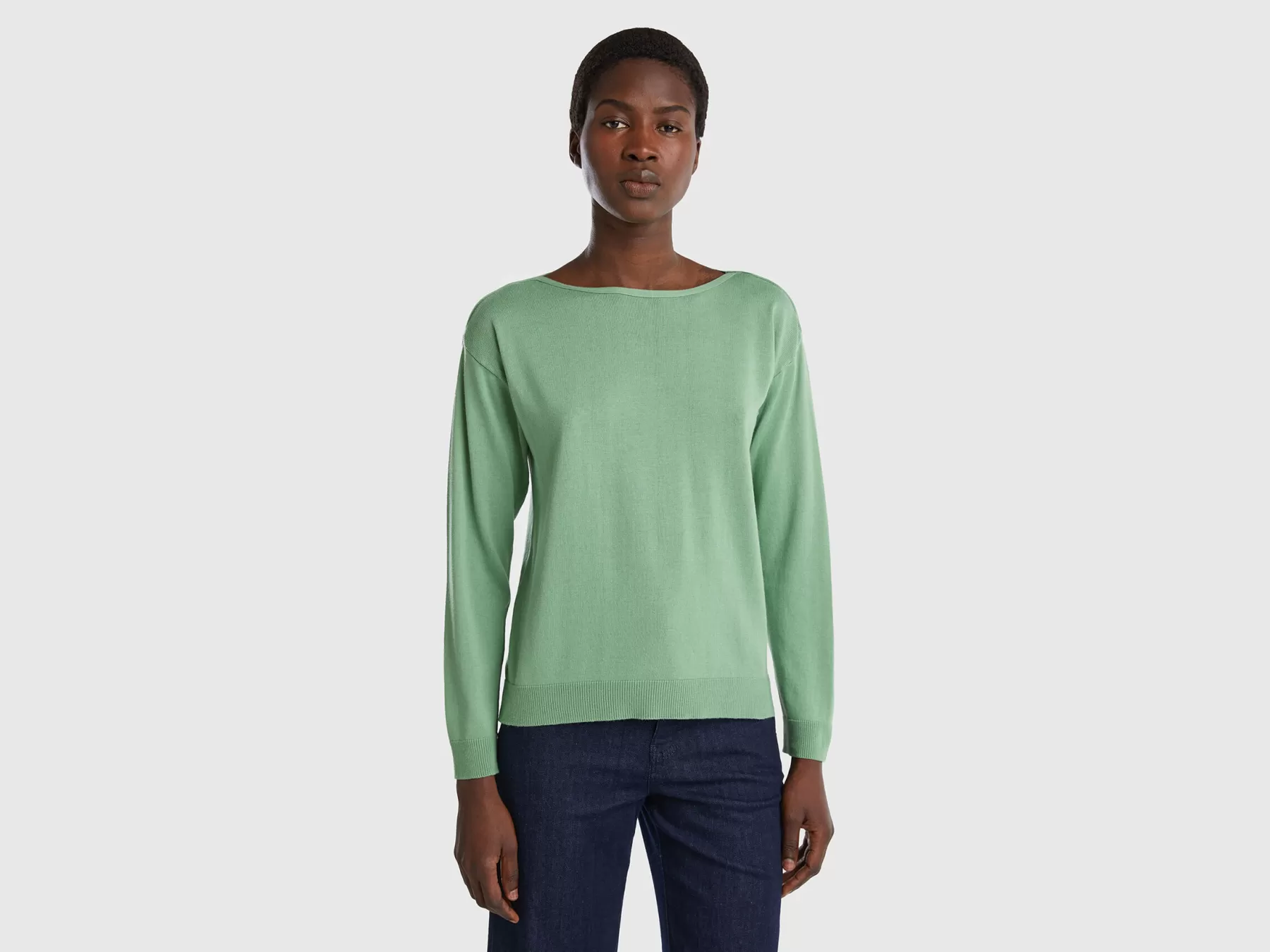 Benetton Maglia Con Scollo A Barchetta Verde Online