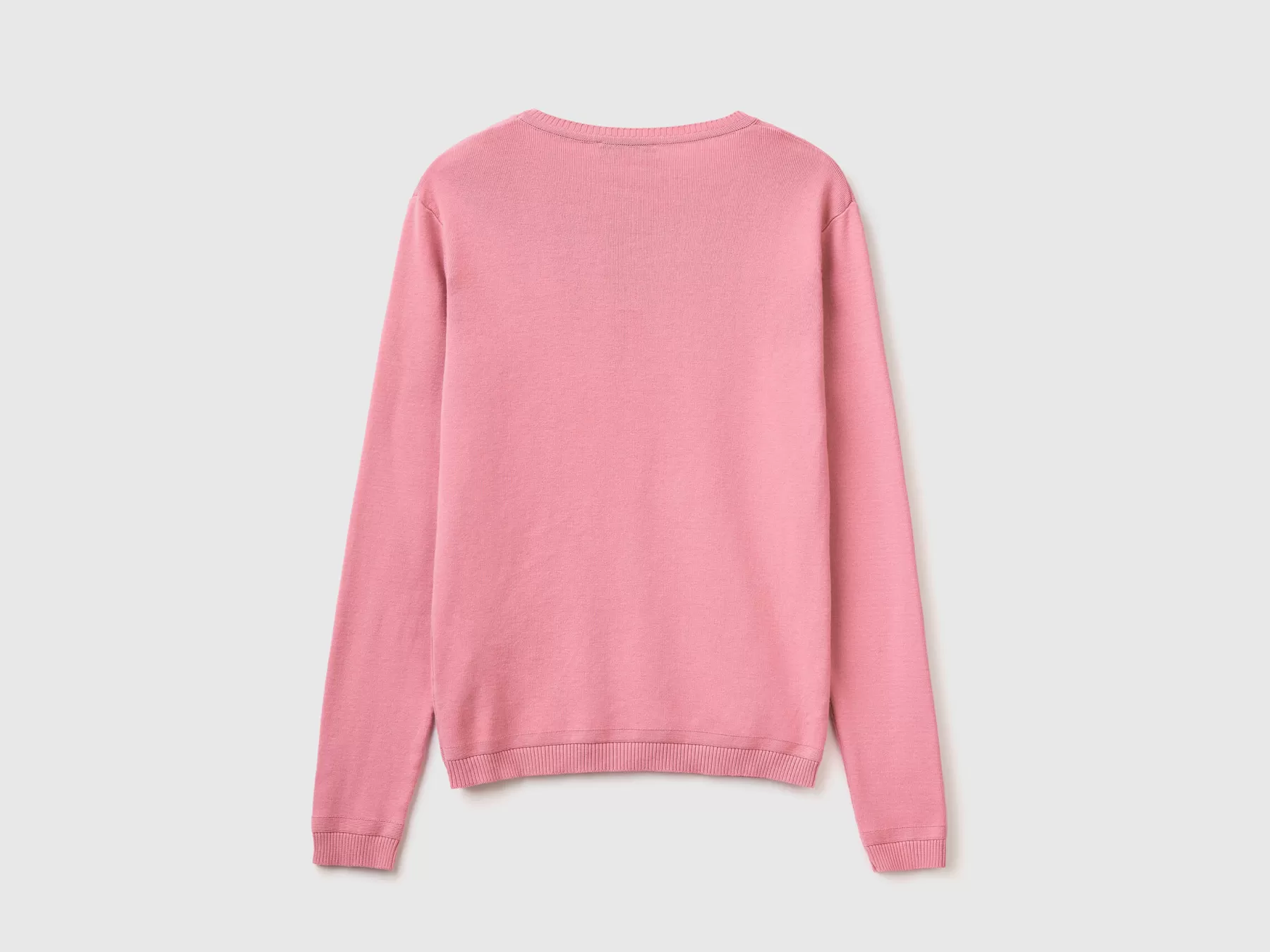 Benetton Maglia Girocollo In Puro Cotone Rosa Cheap