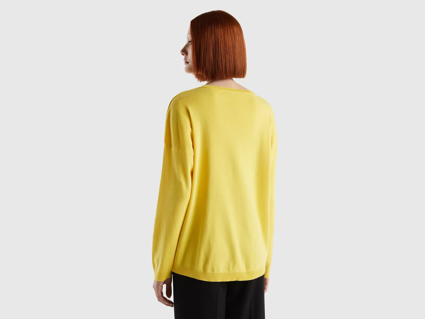 Benetton Maglia In Cotone Con Scollo Rotondo Giallo Flash Sale