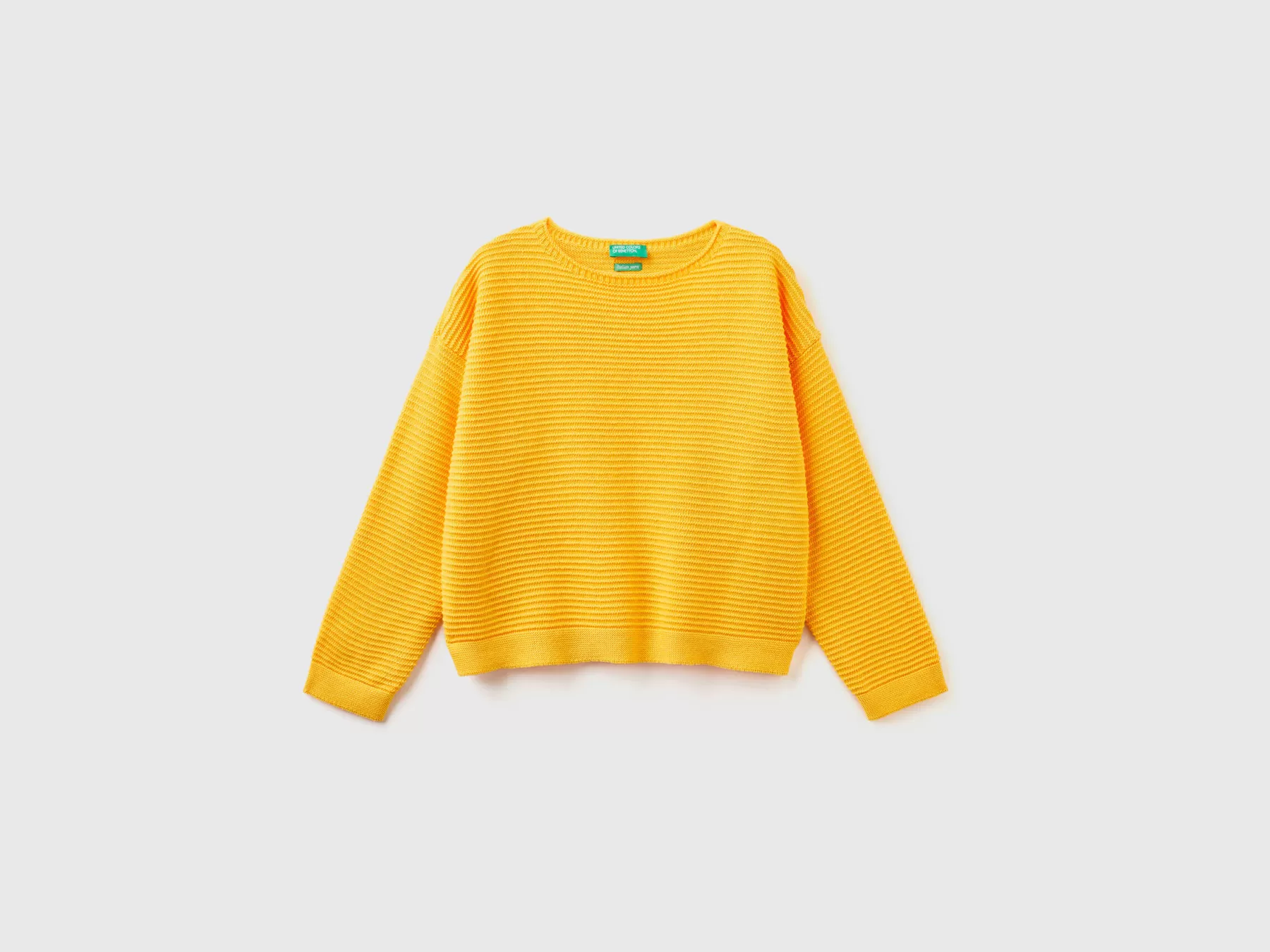 Benetton Maglia In Misto Cotone Riciclato Giallo Store