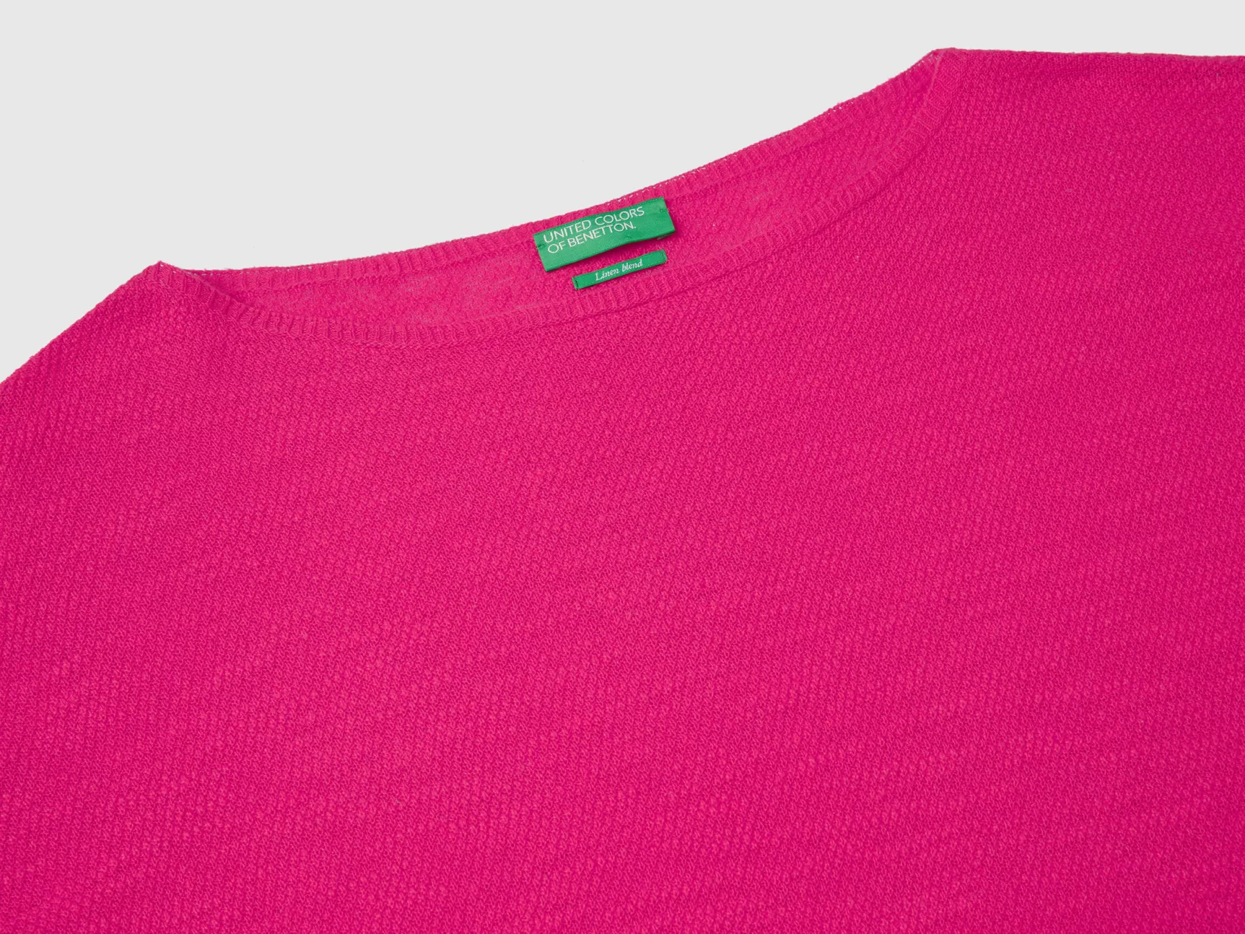 Benetton Maglia In Misto Lino Con Manica A 3/4 Fucsia Flash Sale