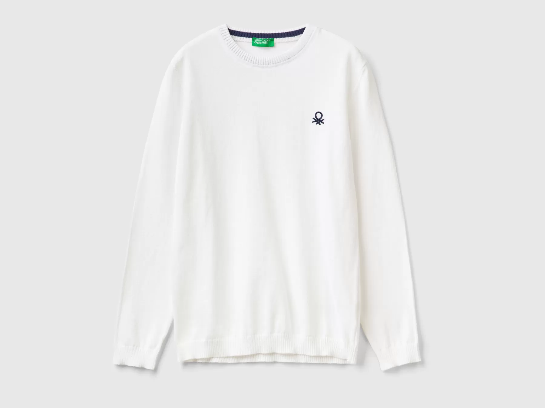 Benetton Maglia In Puro Cotone Con Logo Bianco Cheap