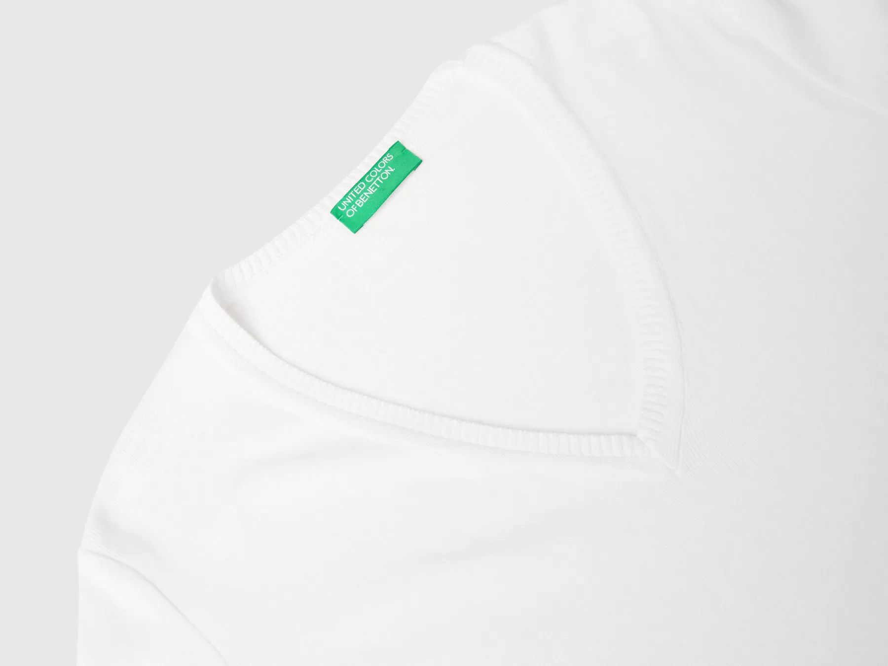 Benetton Maglia In Puro Cotone Con Scollo A V Bianco Sale