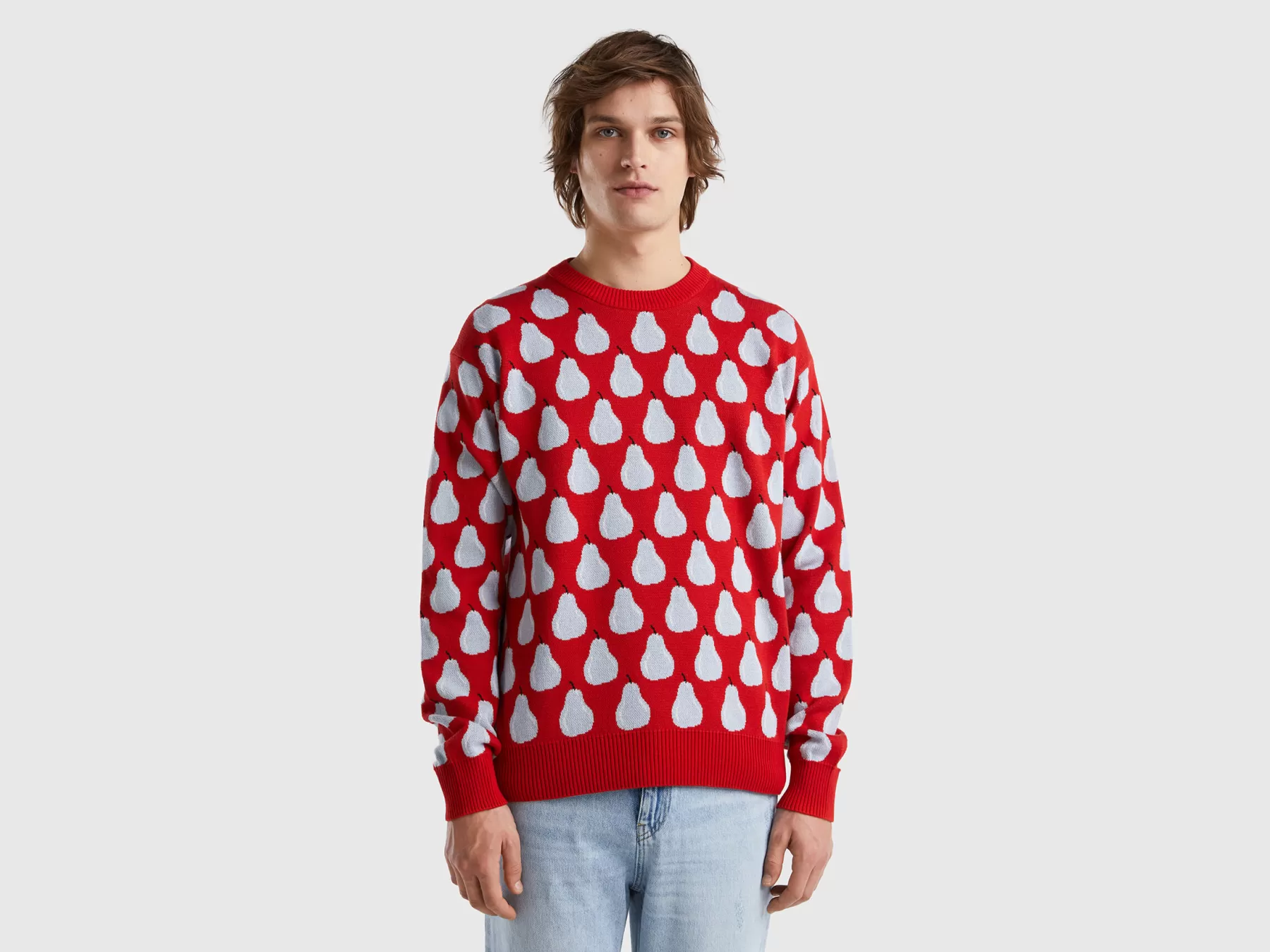 Benetton Maglia Rossa Con Pattern Pere Rosso Outlet