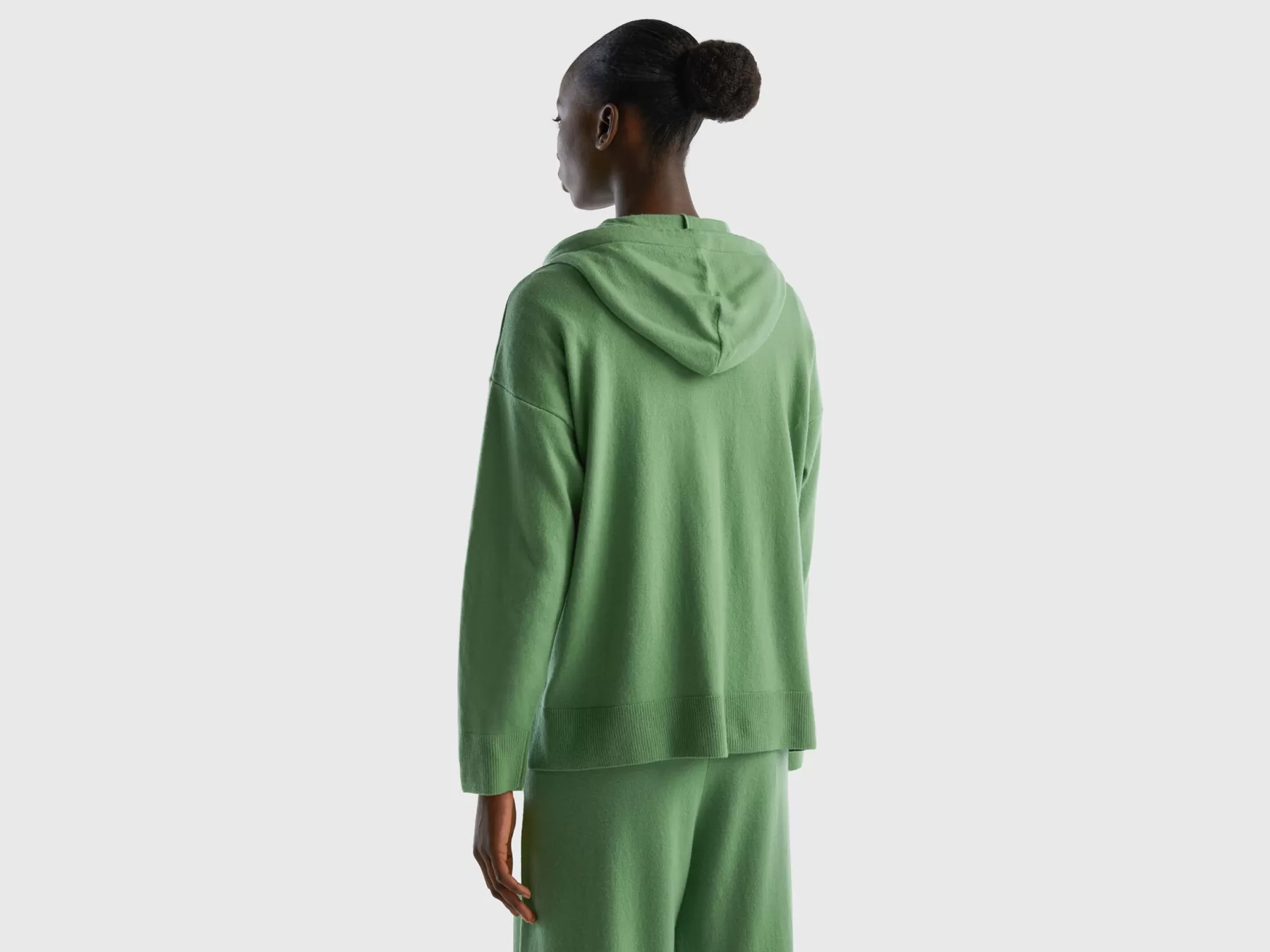 Benetton Magliasalvia Con Cappuccio In Misto Cashmere Verde Best