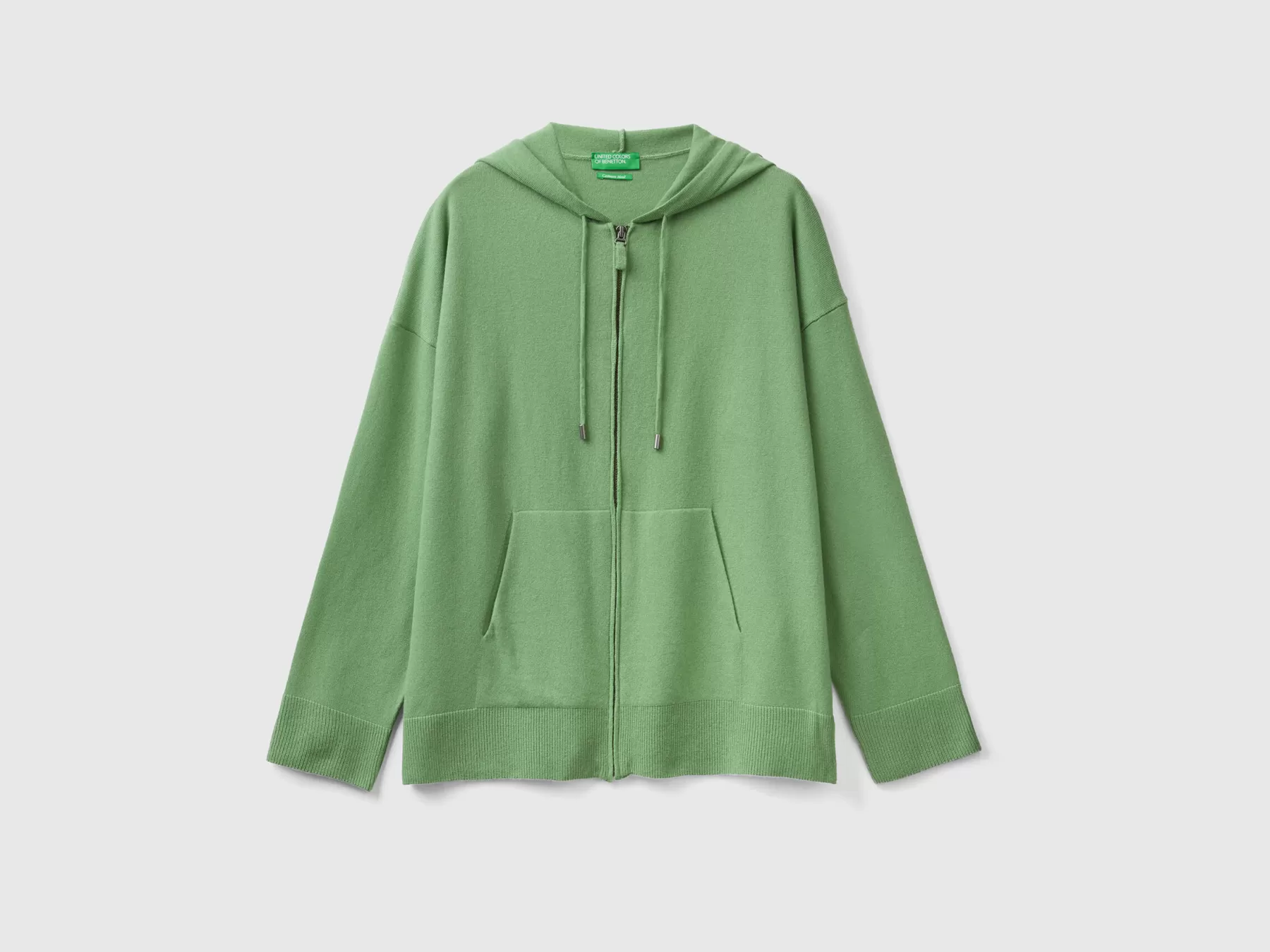 Benetton Magliasalvia Con Cappuccio In Misto Cashmere Verde Best