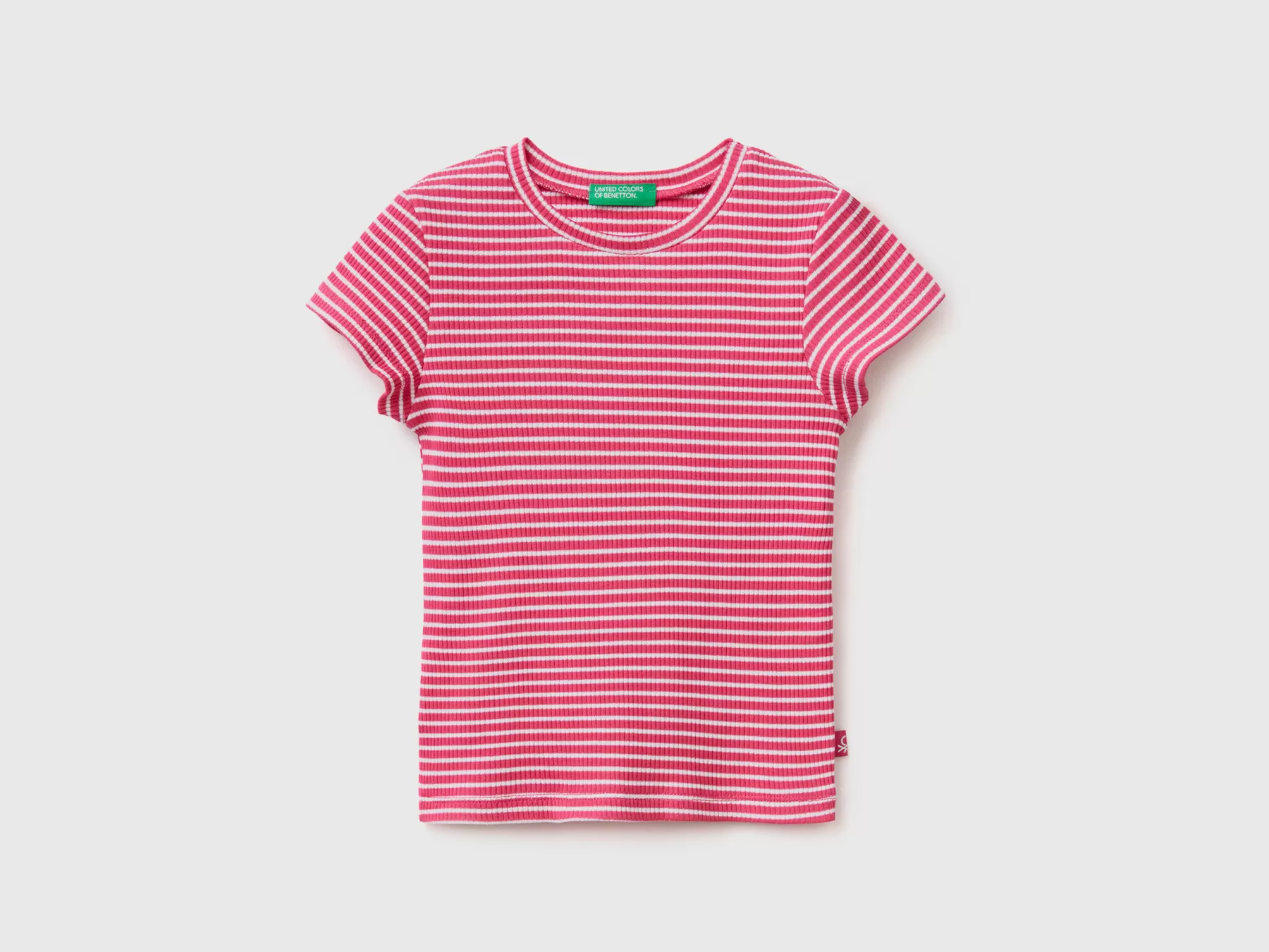 Benetton Maglietta A Righe In Cotone Stretch Fucsia Cheap