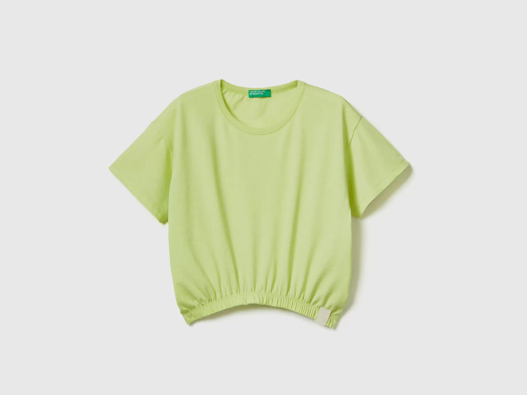 Benetton Maglietta Boxy Fit In Tessuto Riciclato Giallo Fluo Sale