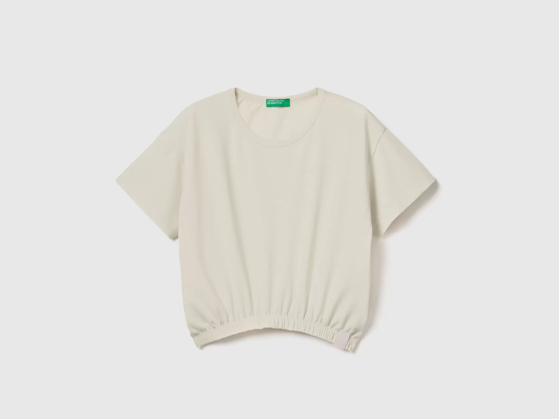 Benetton Maglietta Boxy Fit In Tessuto Riciclato Bianco Panna Discount