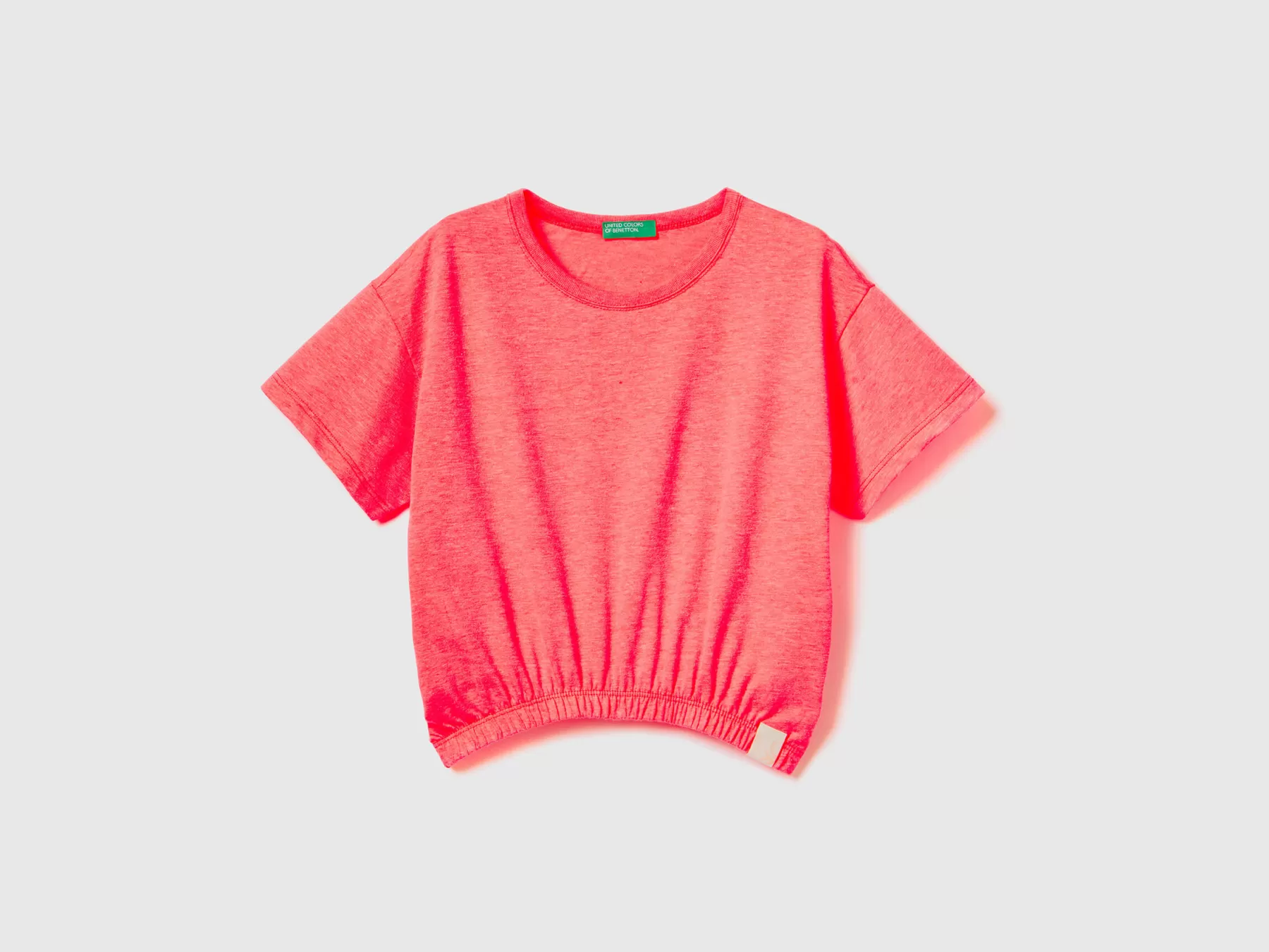 Benetton Maglietta Boxy Fit In Tessuto Riciclato Arancione Fluo Online