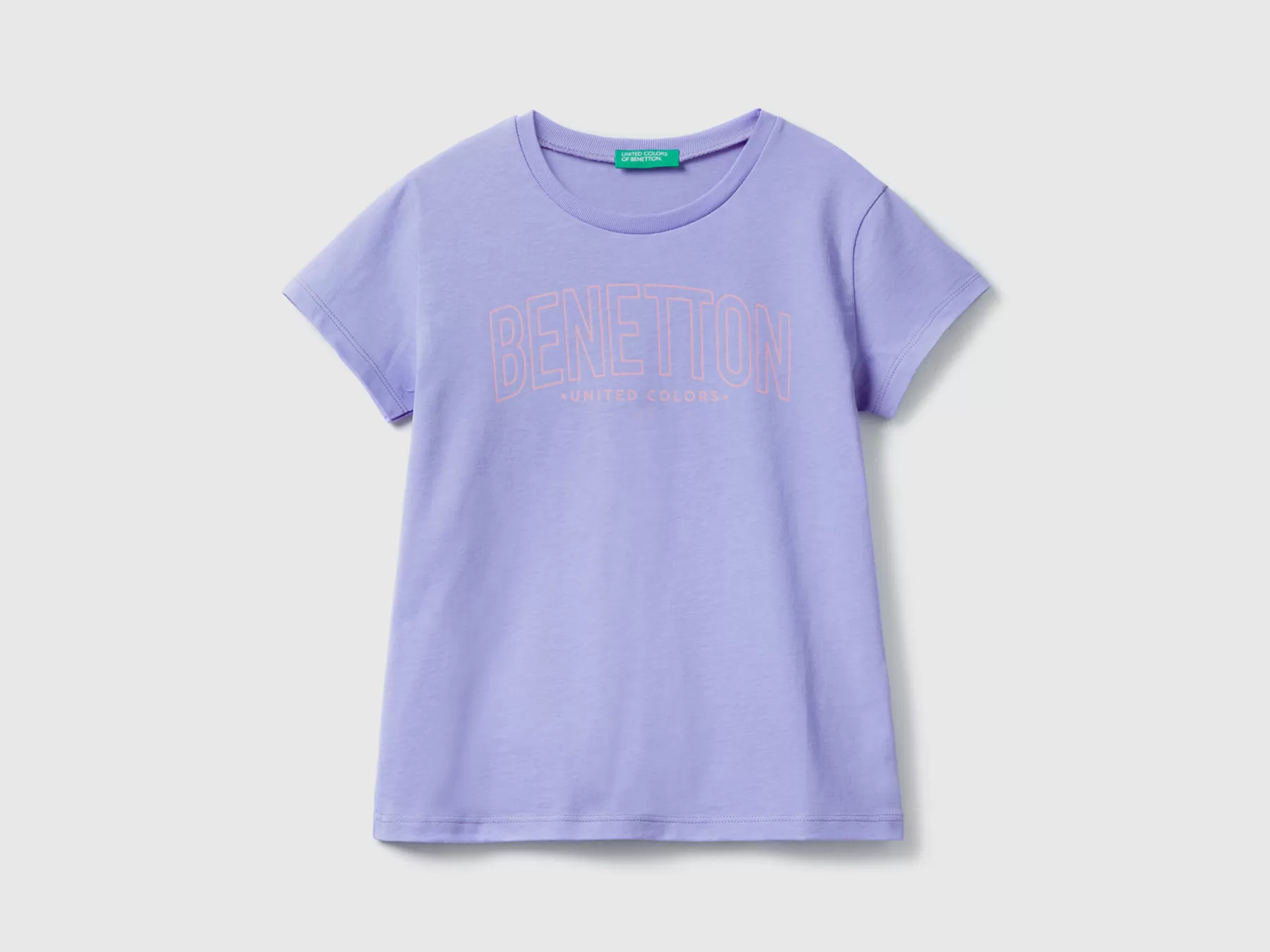 Benetton Maglietta Con Logo 100% Cotone Pervinca Shop