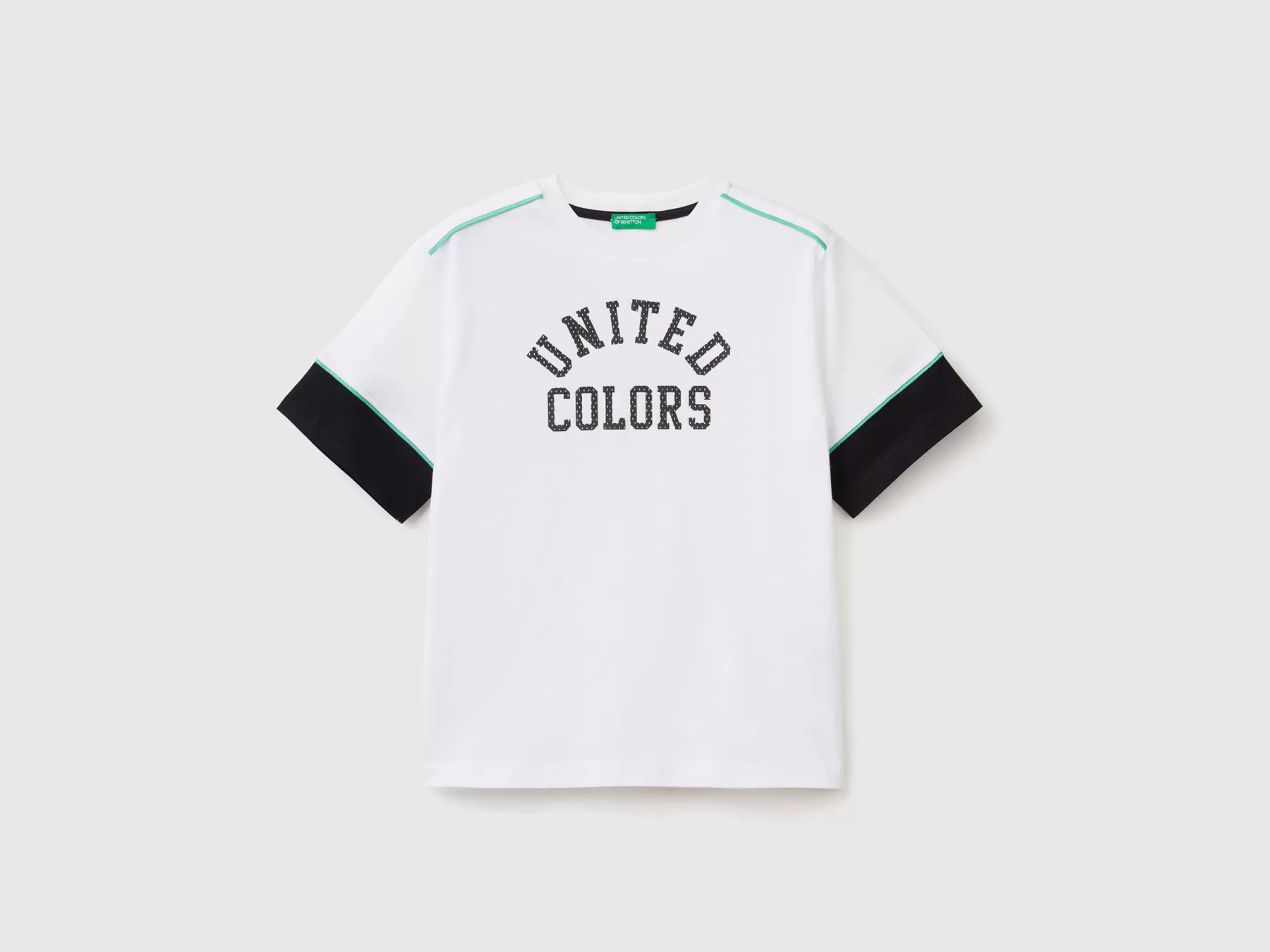 Benetton Maglietta Con Logo In Puro Cotone Bianco Discount