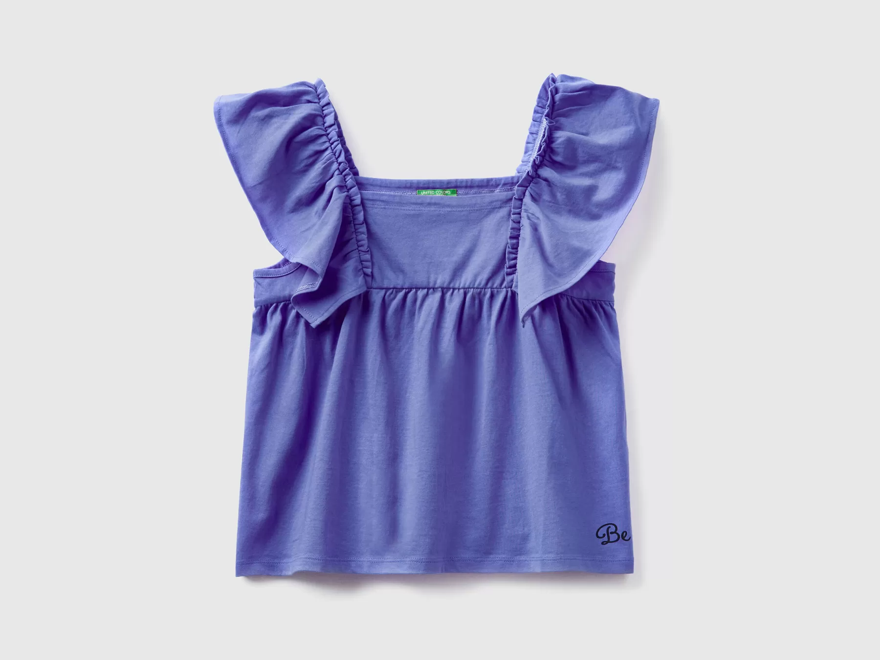 Benetton Maglietta Con Manica Ad Aletta Bluette Clearance