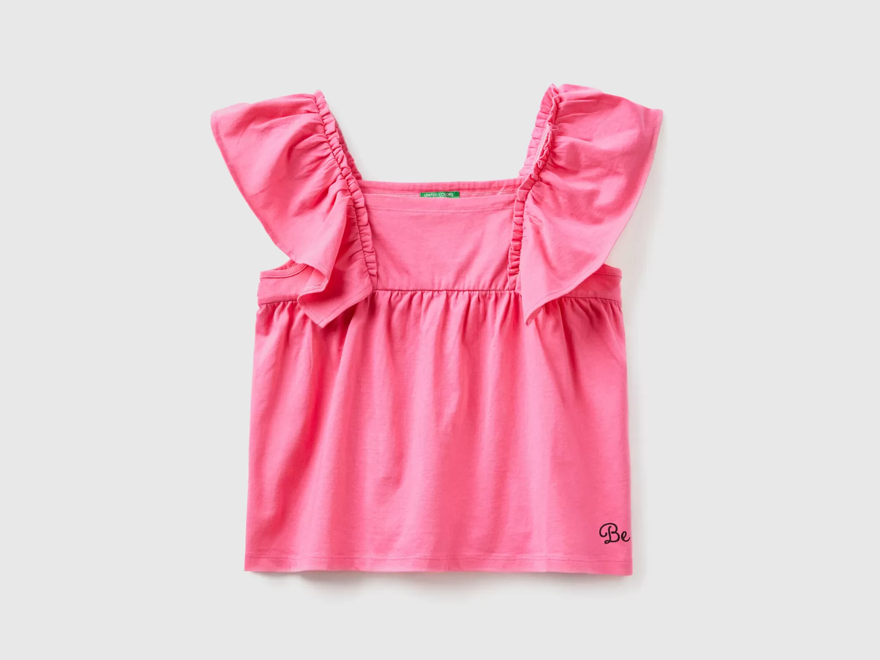 Benetton Maglietta Con Manica Ad Aletta Rosa Outlet