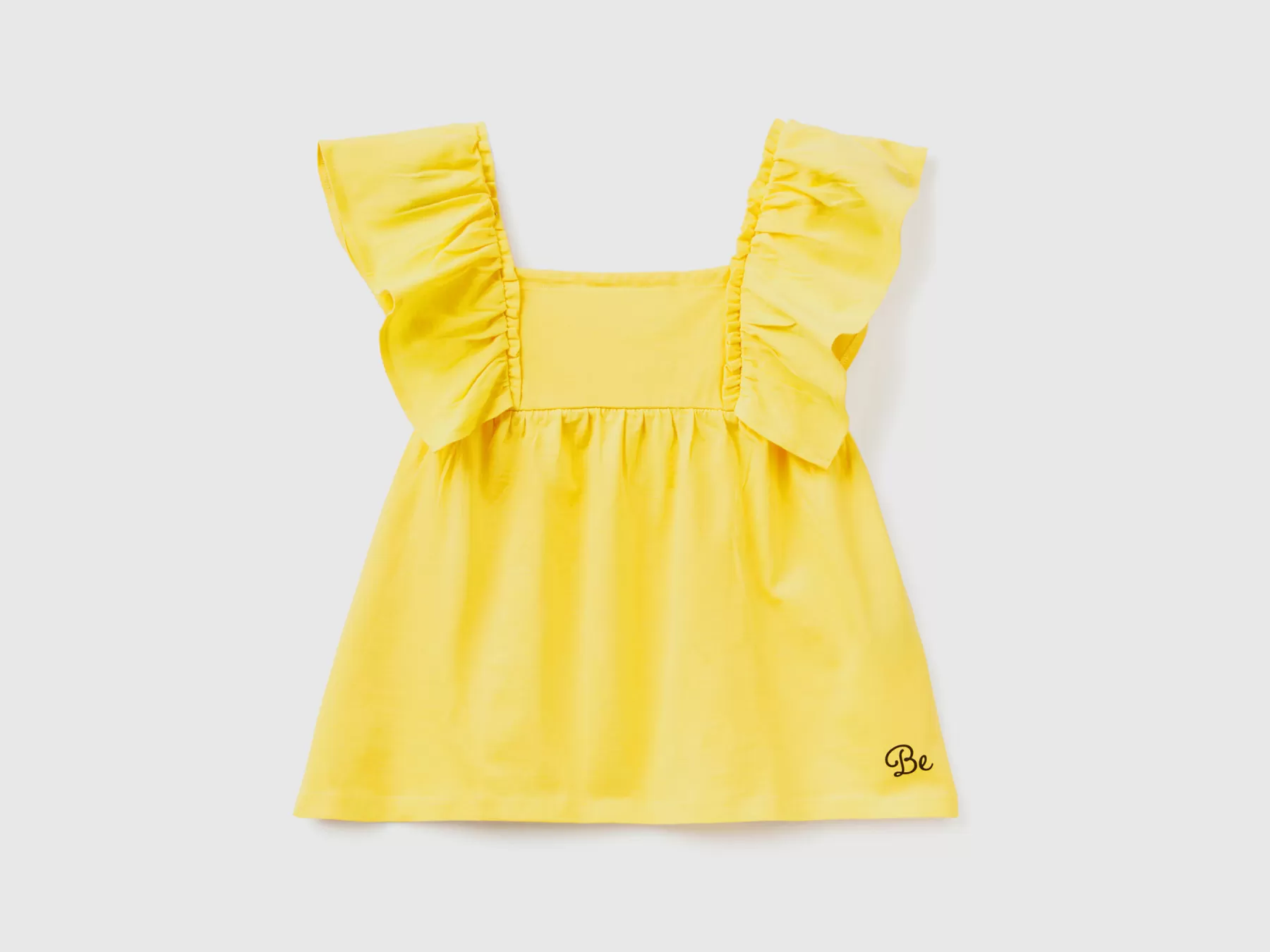 Benetton Maglietta Con Manica Ad Aletta Giallo Flash Sale