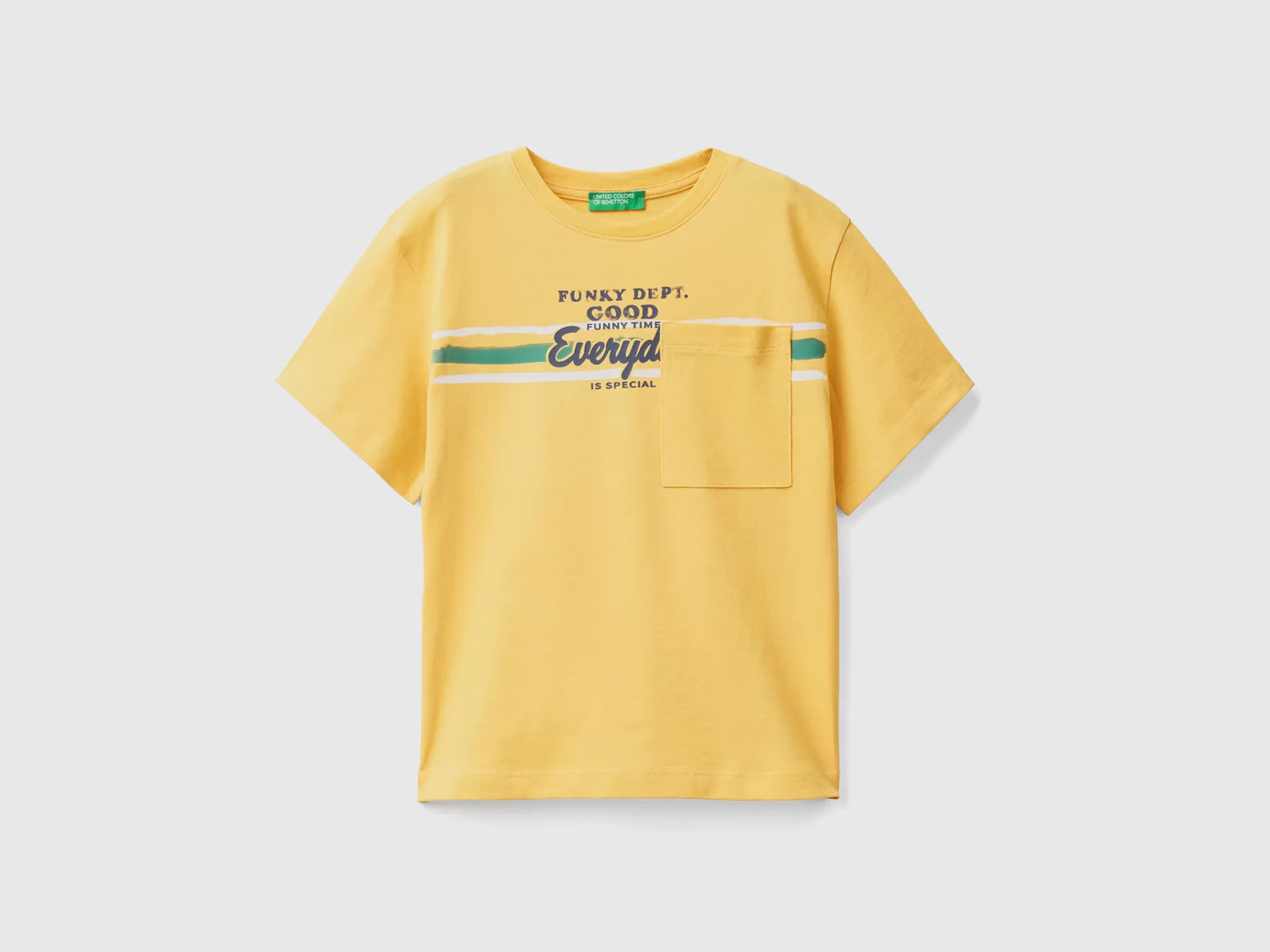 Benetton Maglietta Con Stampa Davanti E Dietro Giallo Best Sale