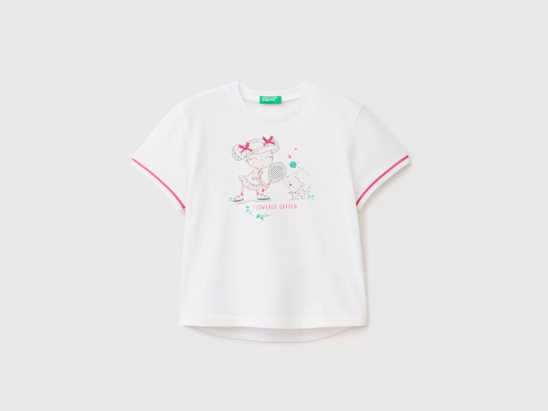 Benetton Maglietta Con Stampa E Patch Bianco Best Sale