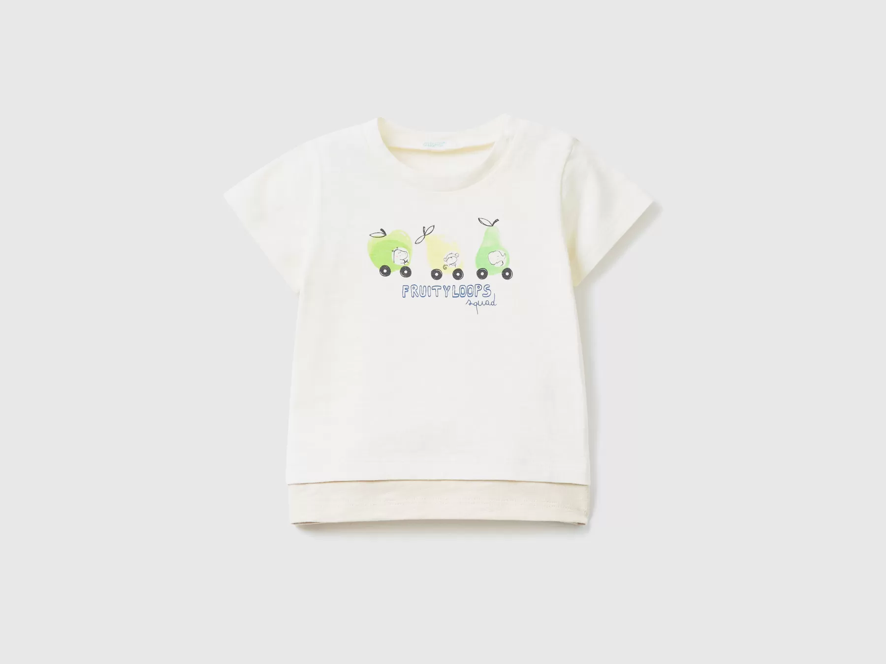 Benetton Maglietta Con Stampa Frutta Bianco Panna Cheap