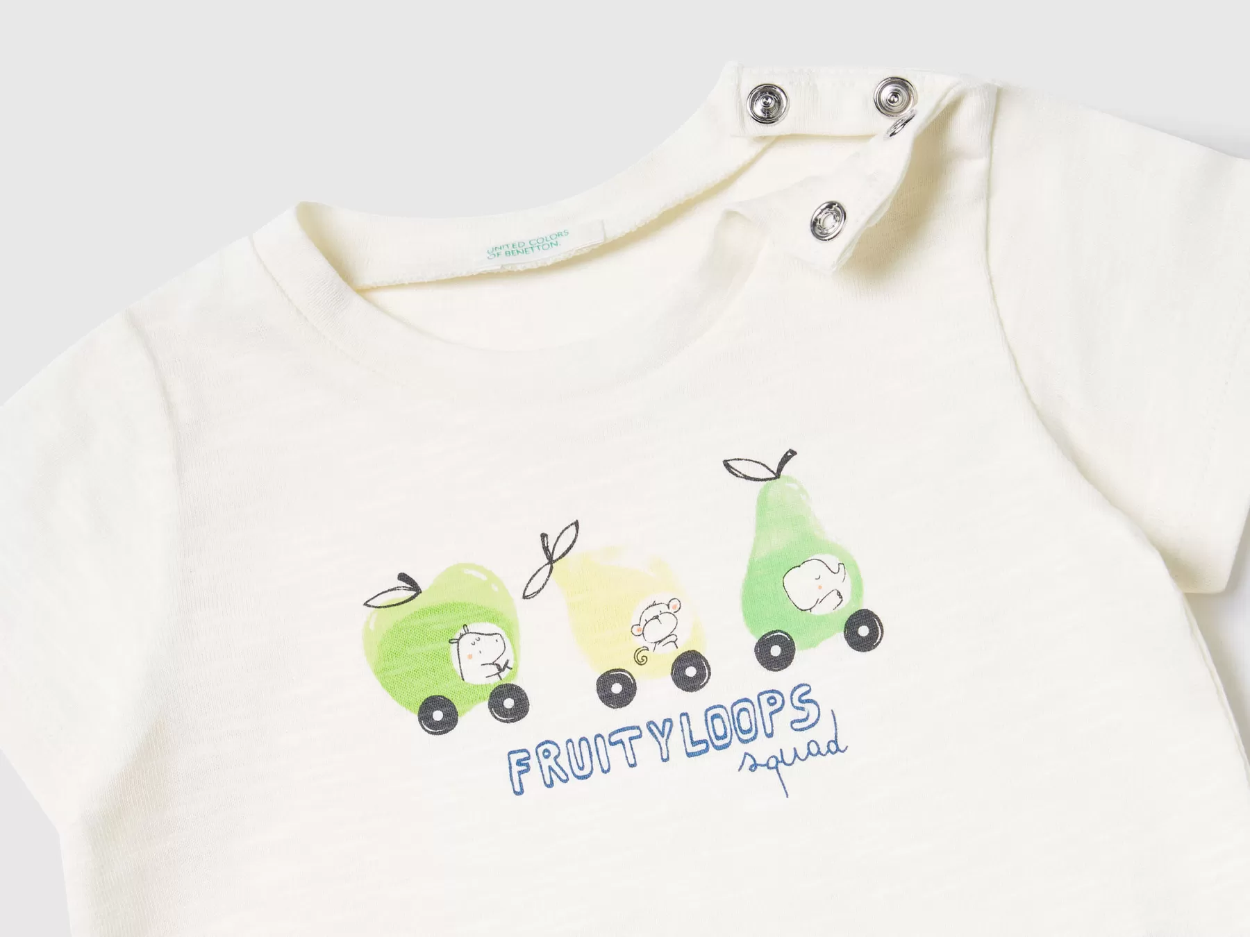 Benetton Maglietta Con Stampa Frutta Bianco Panna Cheap