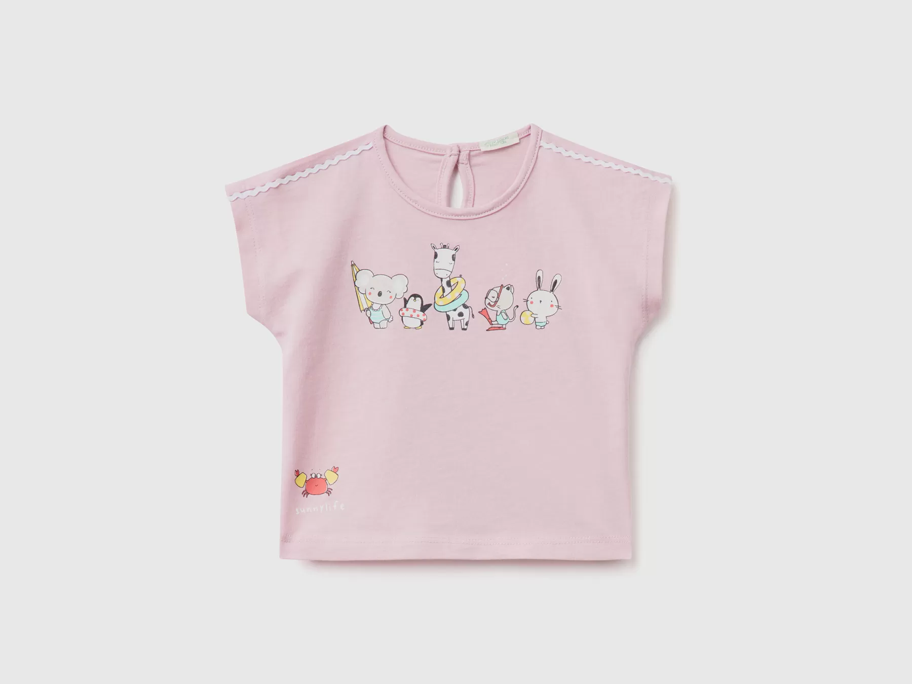 Benetton Maglietta Con Stampa In Cotone Bio Lilla Store