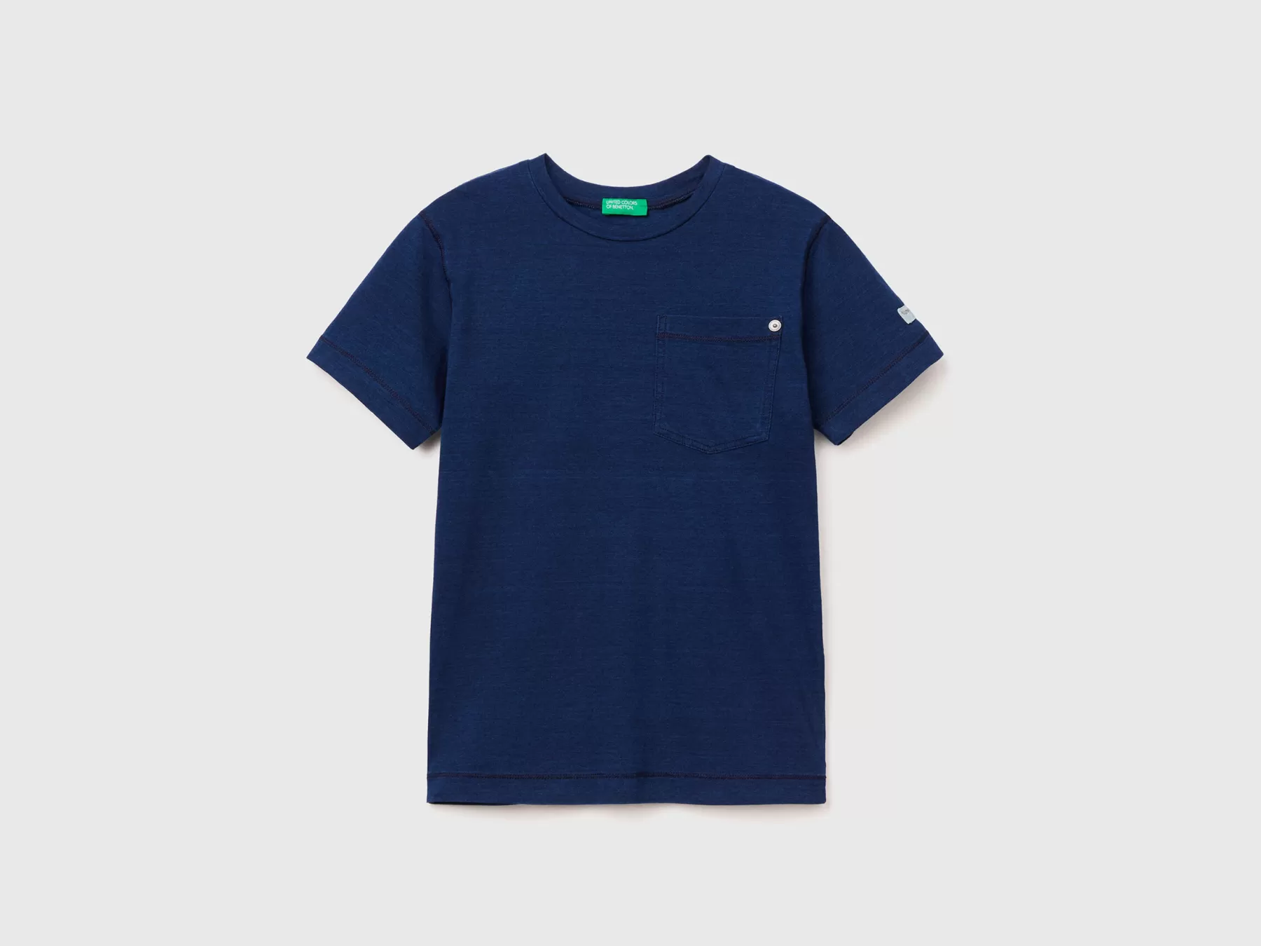 Benetton Maglietta Con Taschino Blu Scuro Online