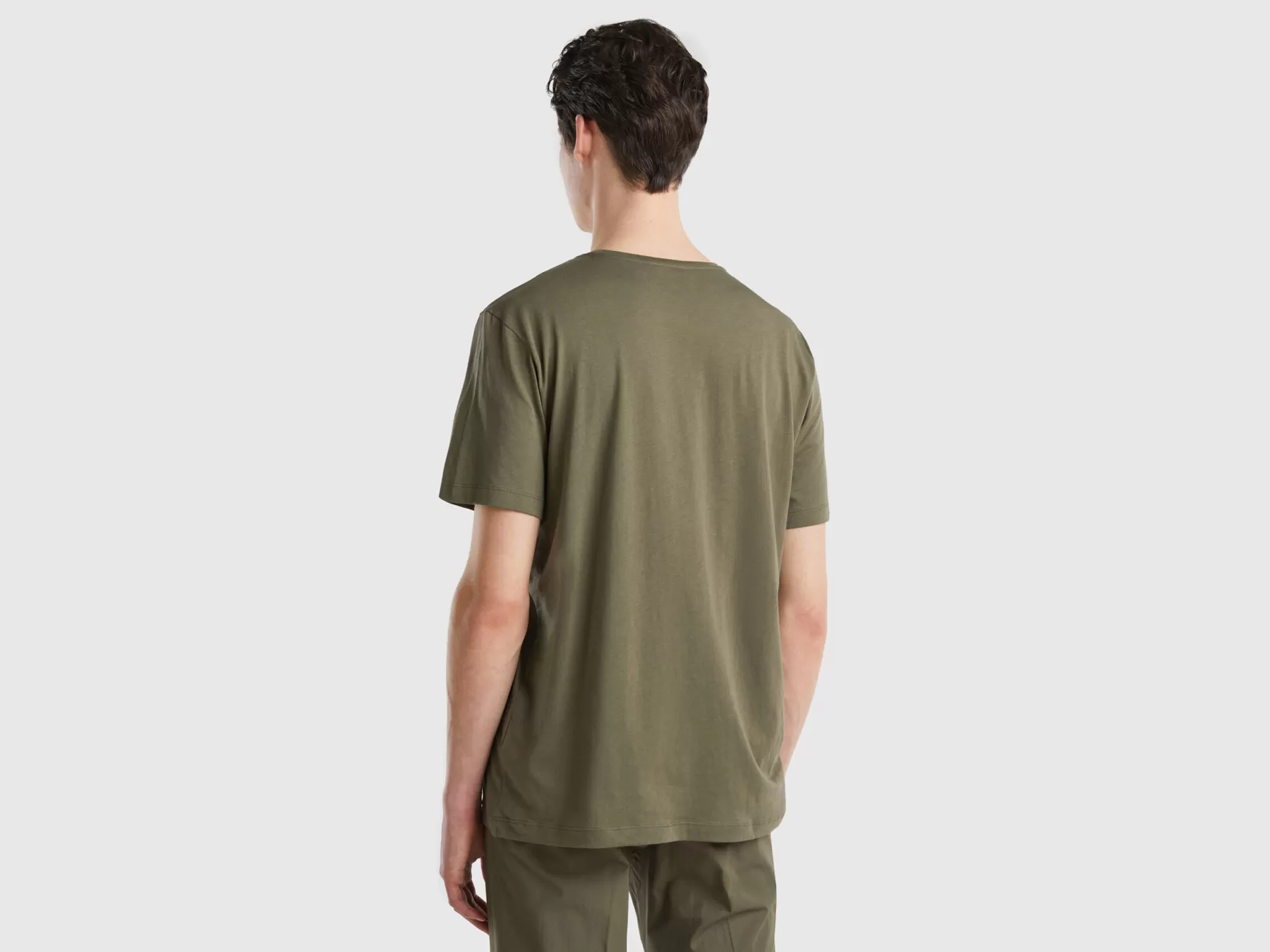 Benetton Maglietta In Jersey Leggero Verde Militare Store