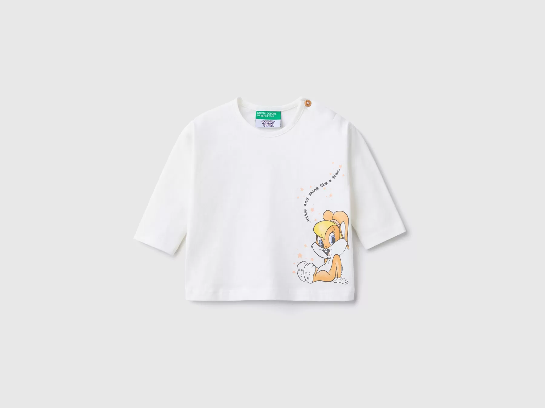 Benetton Maglietta Looney Tunes 100% Cotone Bianco Panna Flash Sale