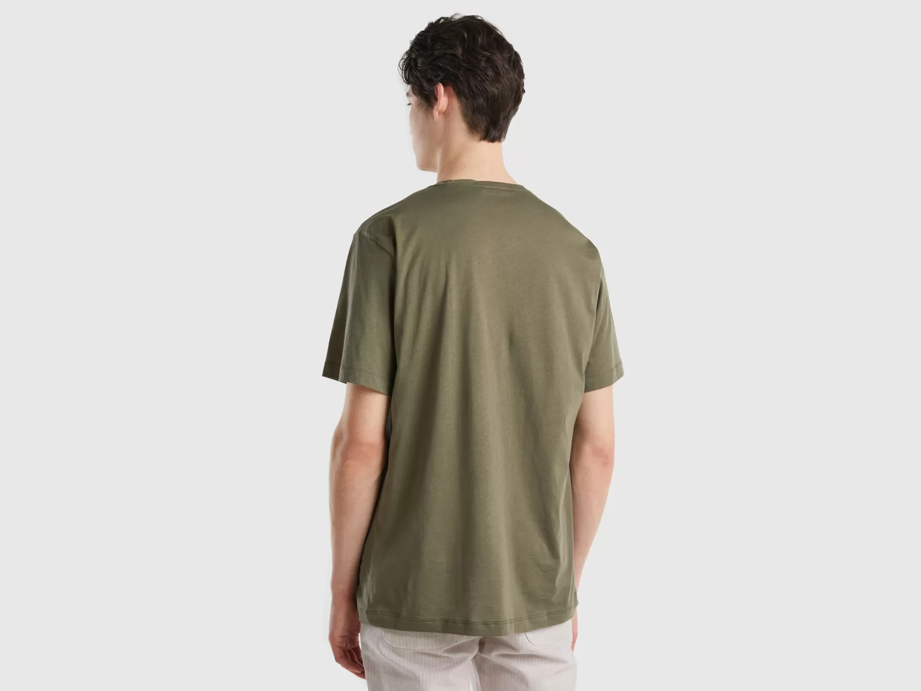 Benetton Maglietta Oversize Con Taschino Verde Militare Best