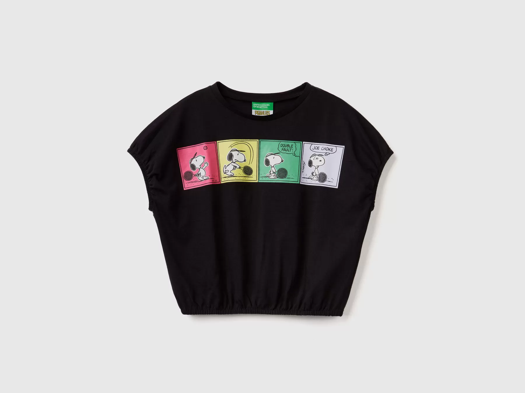 Benetton Maglietta Peanuts Boxy Fit Nero New