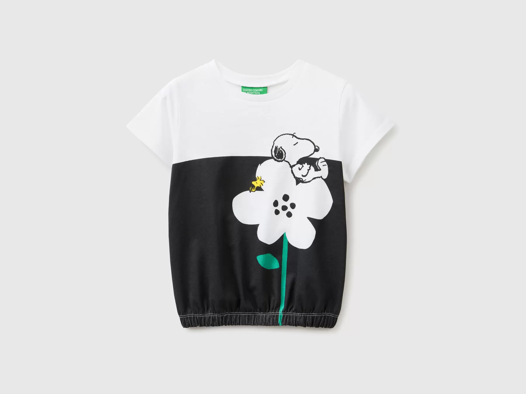 Benetton Maglietta Peanuts Con Elastico Al Fondo Nero Sale