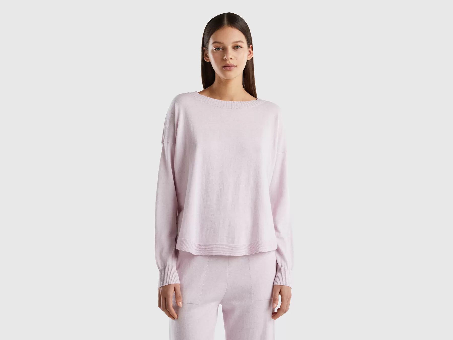 Benetton Maglioncino In Misto Cashmere Rosa Tenue Shop