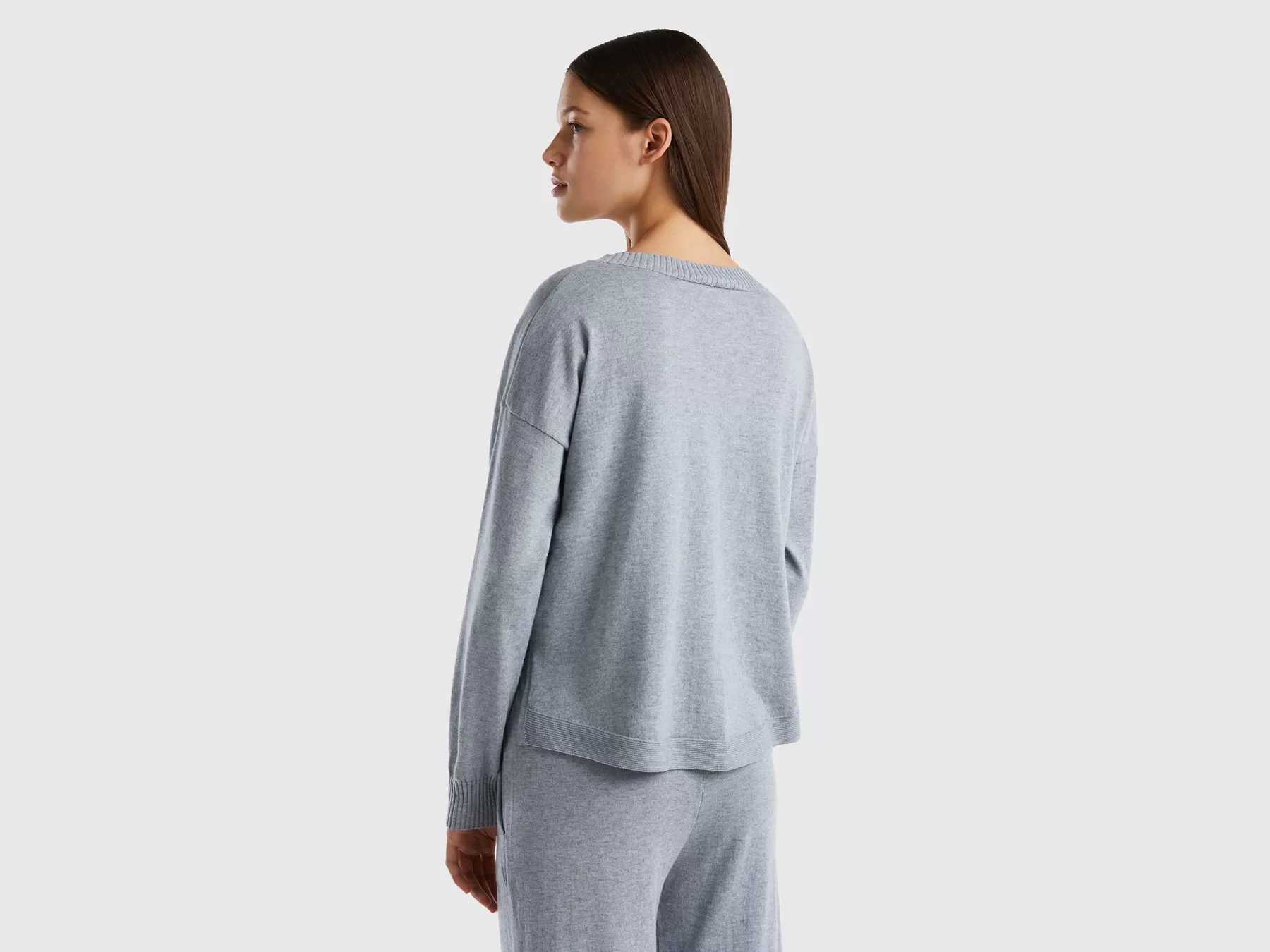 Benetton Maglioncino In Misto Cashmere Grigio Chiaro Flash Sale