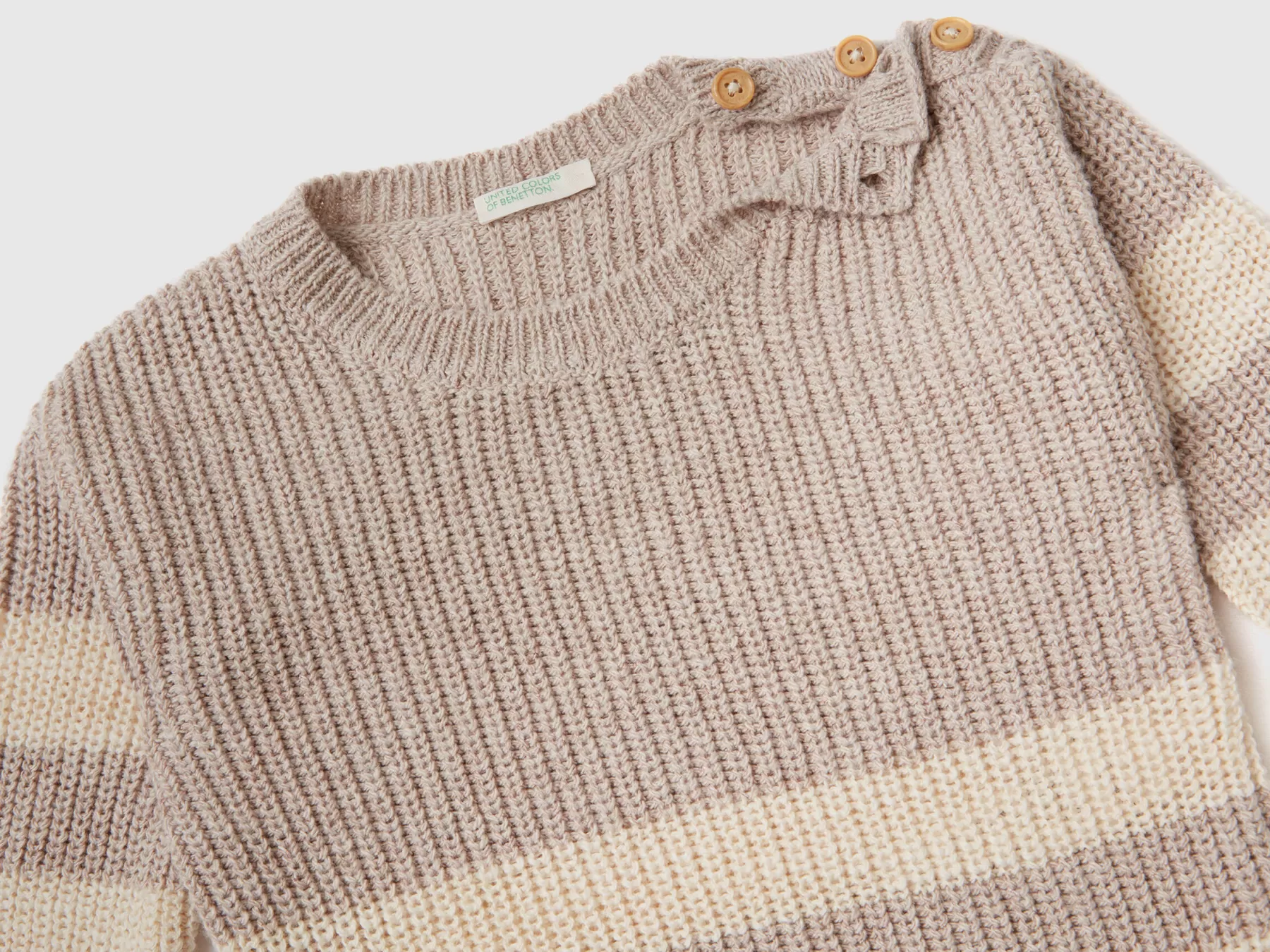 Benetton Maglioncino In Misto Cotone Riciclato Beige Online