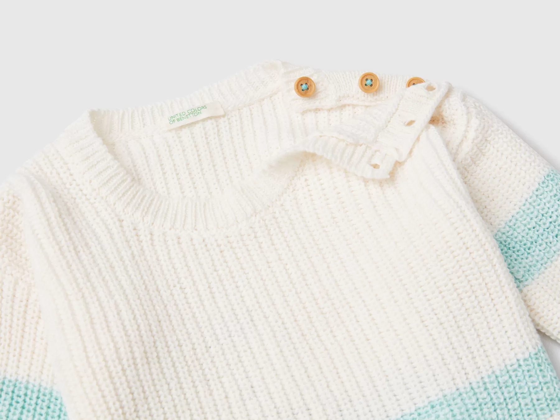 Benetton Maglioncino In Misto Cotone Riciclato Bianco Clearance