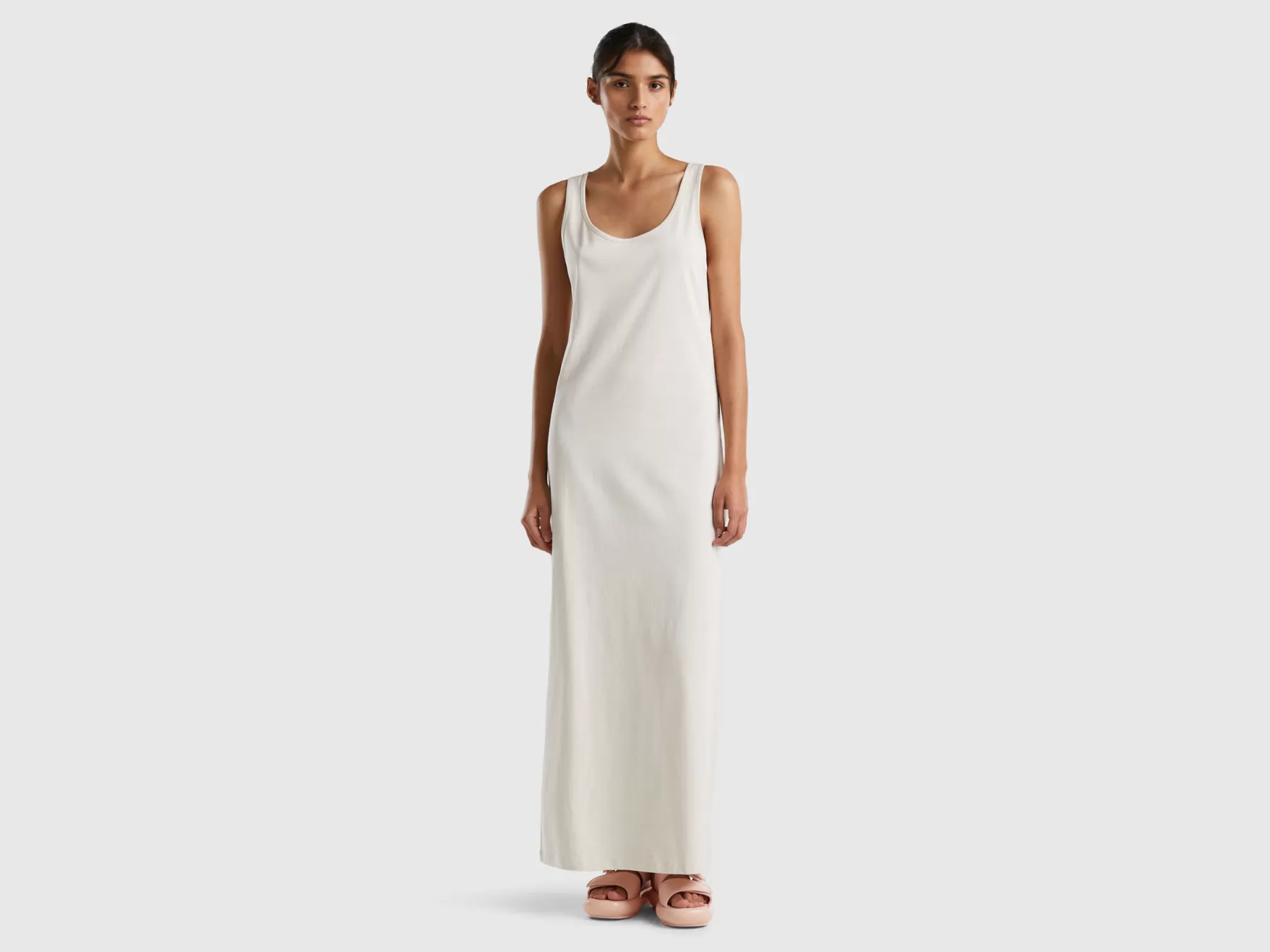 Benetton Maxi Abito Bianco Panna Discount