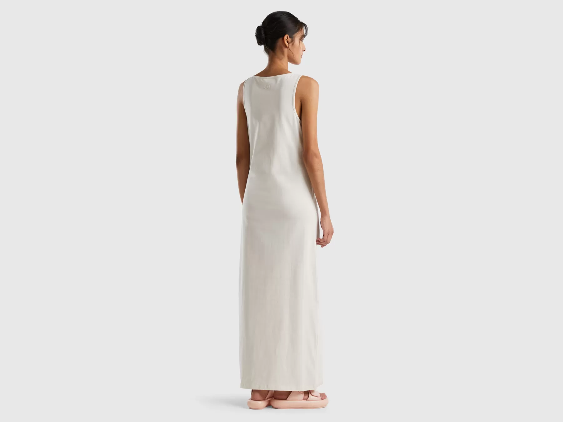 Benetton Maxi Abito Bianco Panna Discount