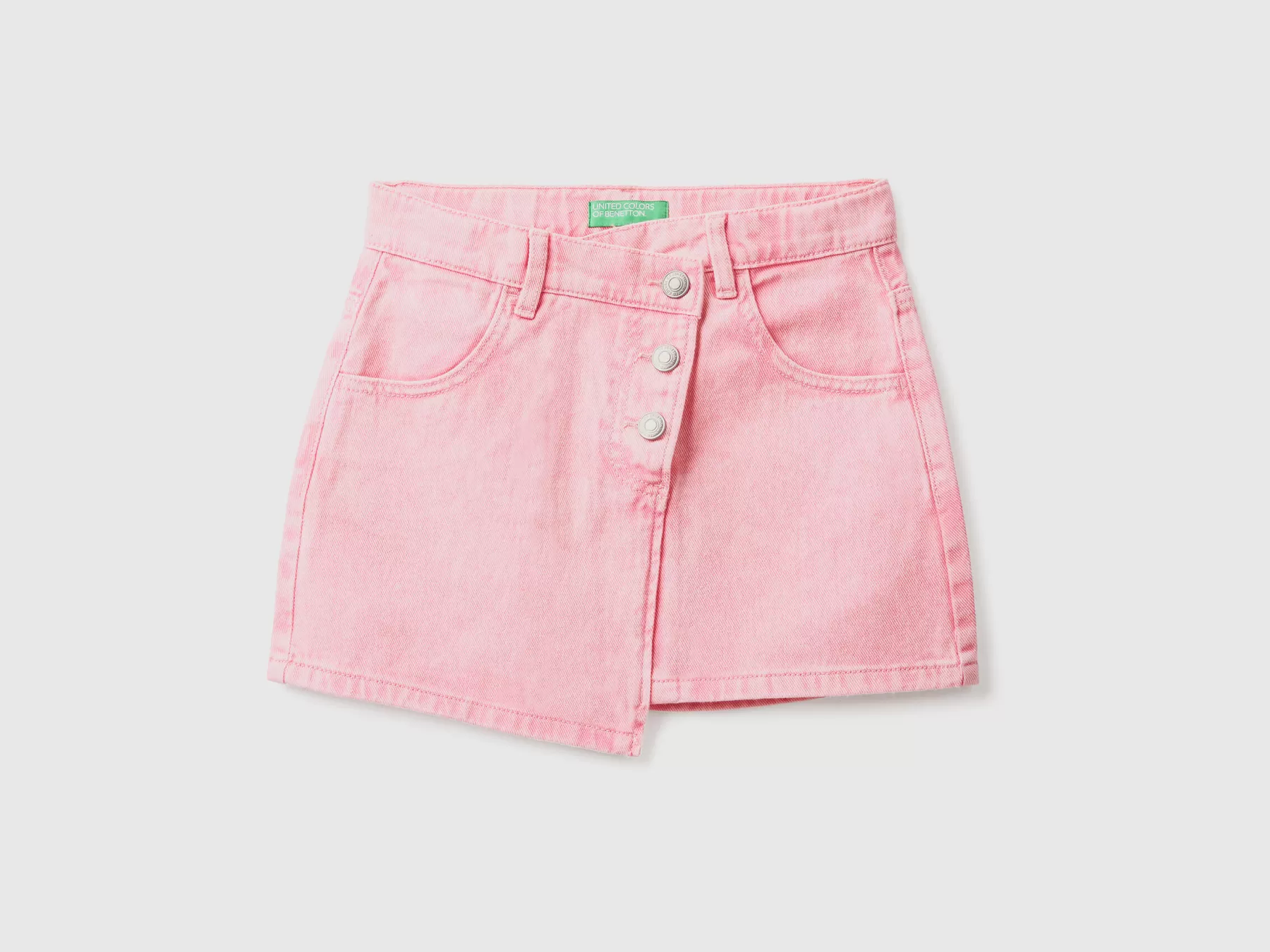 Benetton Minigonna Con Bottoni Rosa Cheap