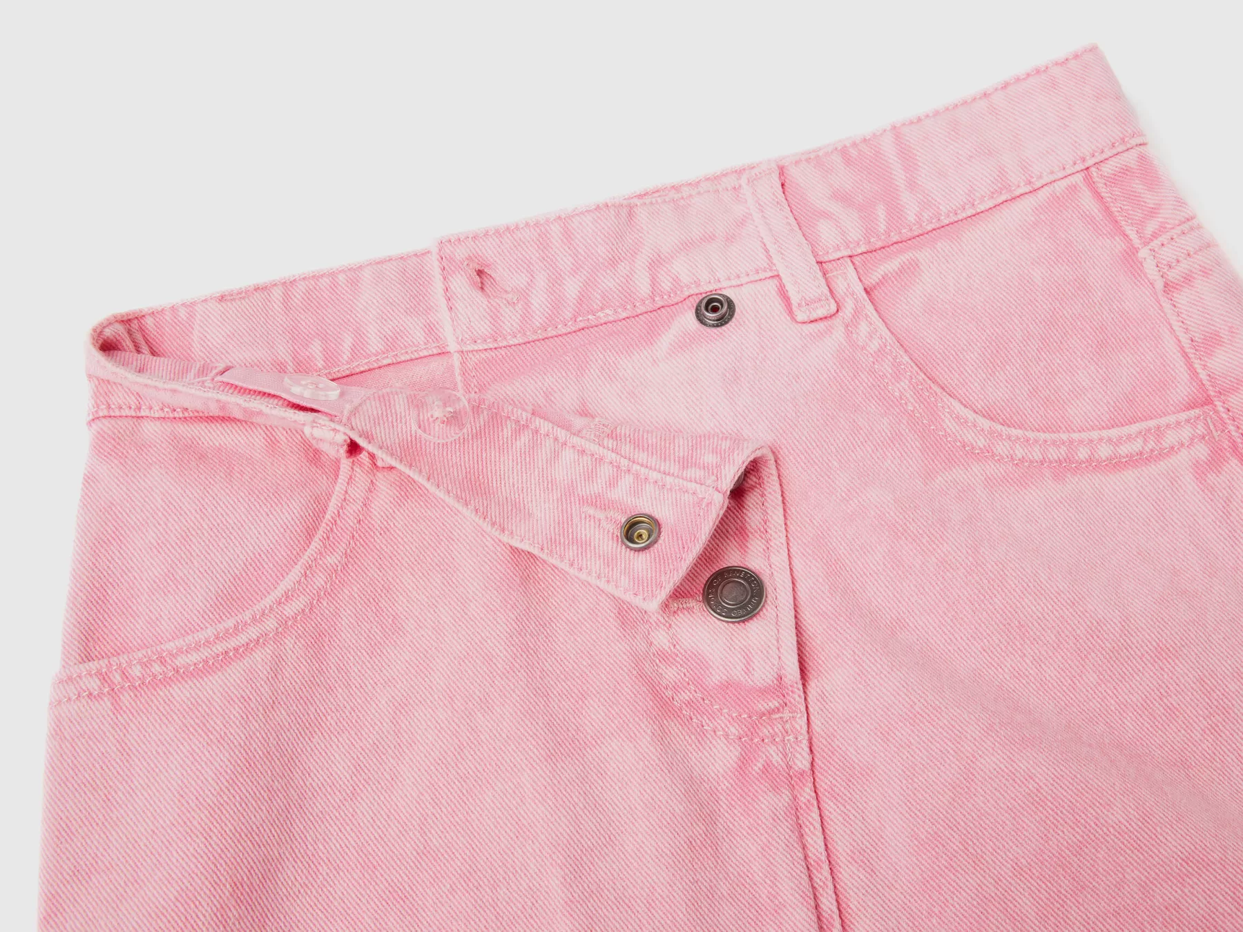 Benetton Minigonna Con Bottoni Rosa Cheap